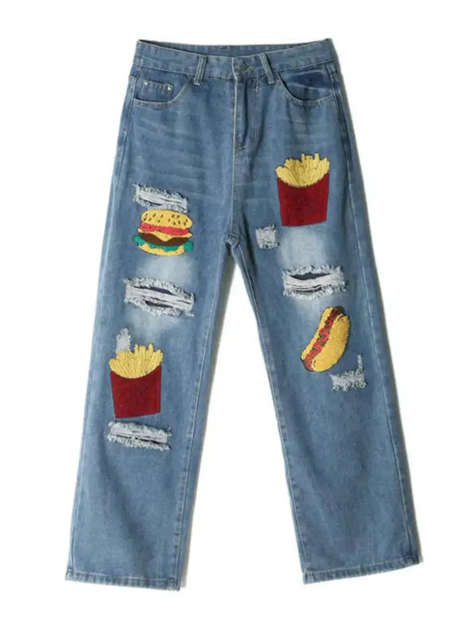 Japanese Brand Loose straight leg wide leg ripped jeans Size US 32 / EU 48 - 6 Thumbnail