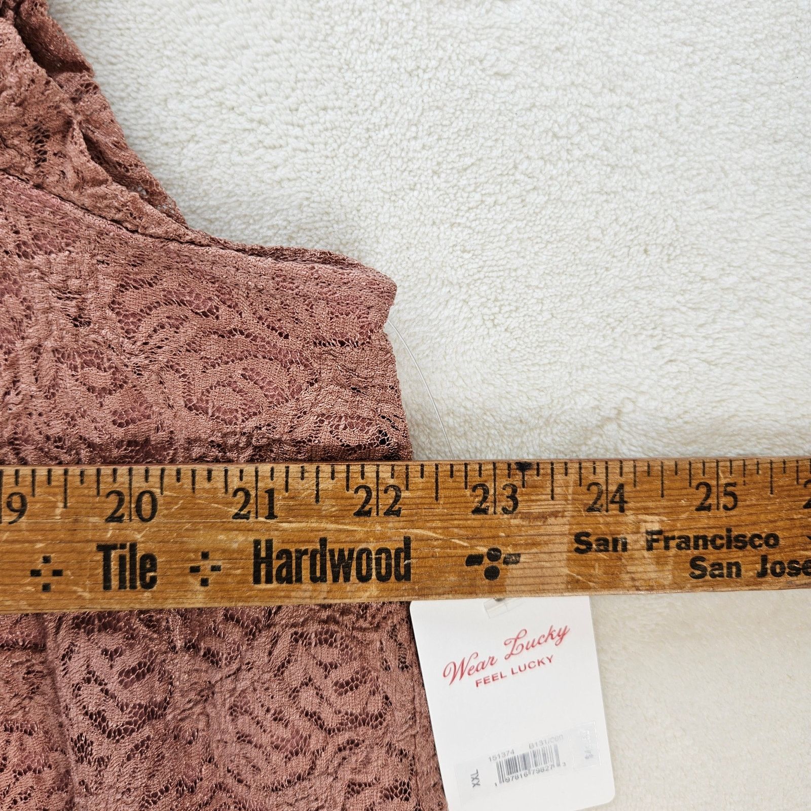 Lucky Brand LUCKY BRAND WOMEN'S XXL LACE SMOCKED TIE TOP ASH ROSE NWT Size XXL / US 16-18 / IT 52-54 - 3 Thumbnail