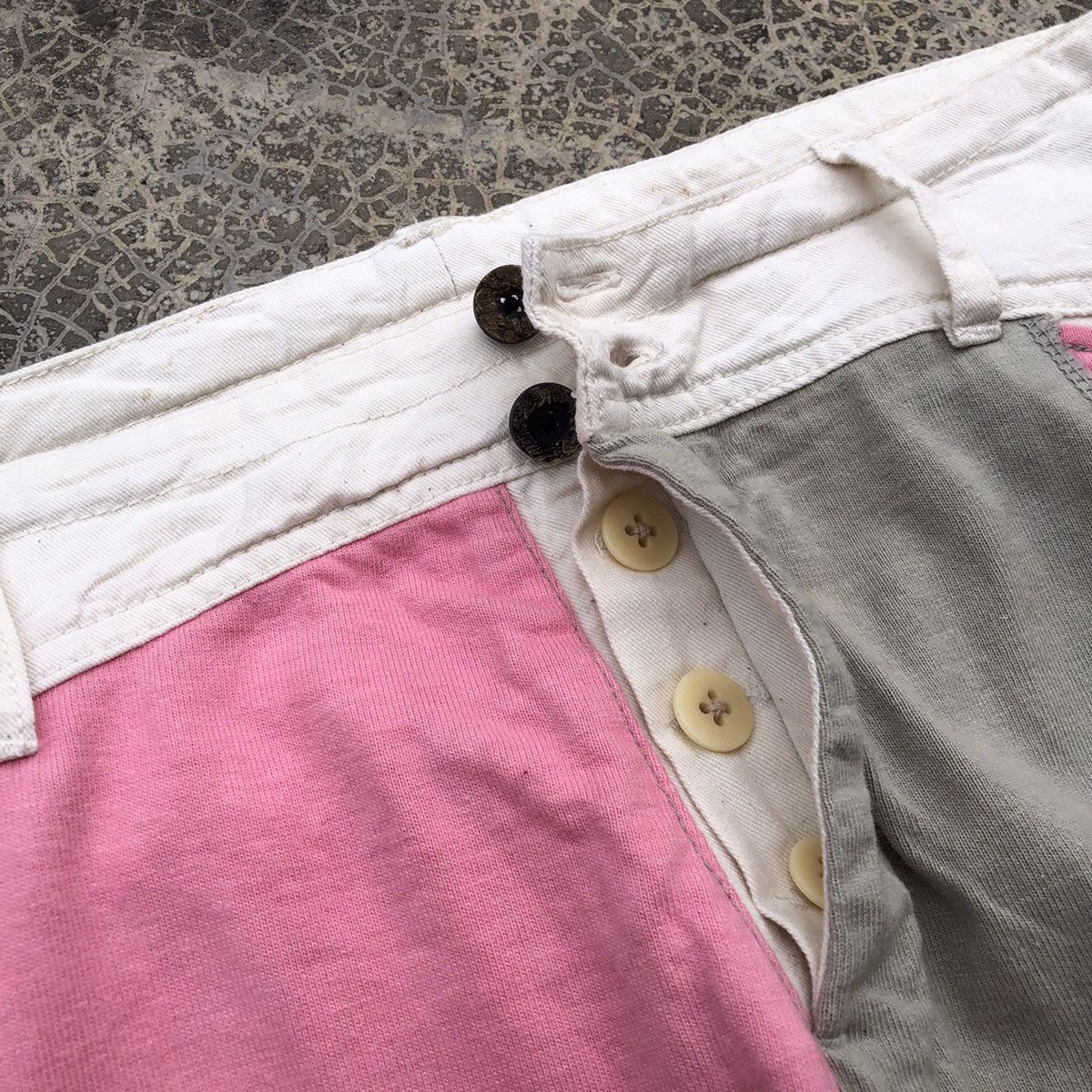 Japanese Brand ELEPHANT BLANC Rare Patchwork Multicolor Design Cotton Pants Size 35" - 10 Thumbnail