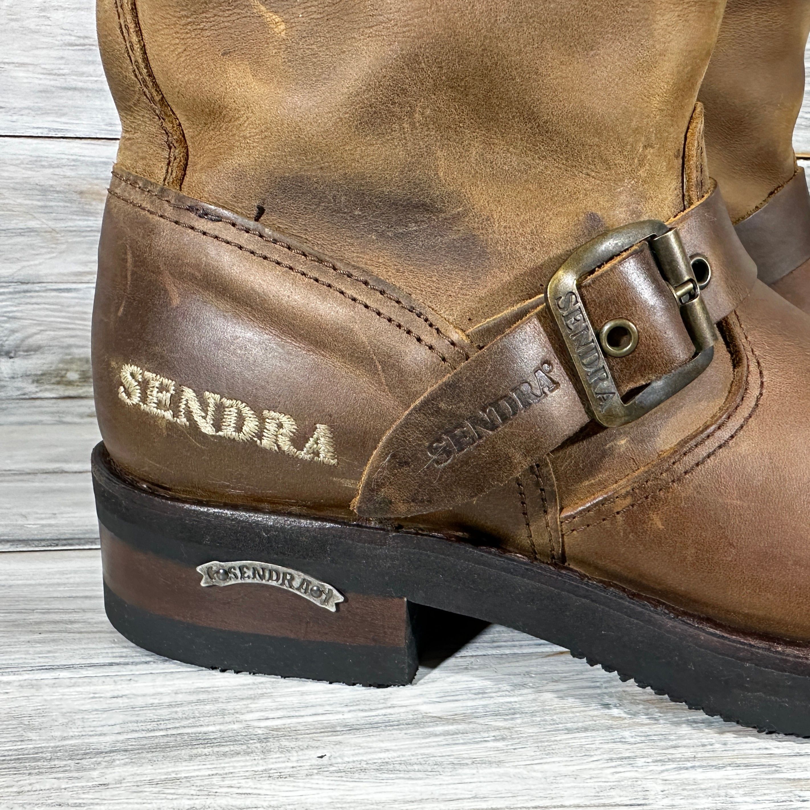 Leather × Sendra Sendra Boat Cowboy Leather Boots Western Biker Motorcycle Size US 8.5 / IT 38.5 - 19 Thumbnail