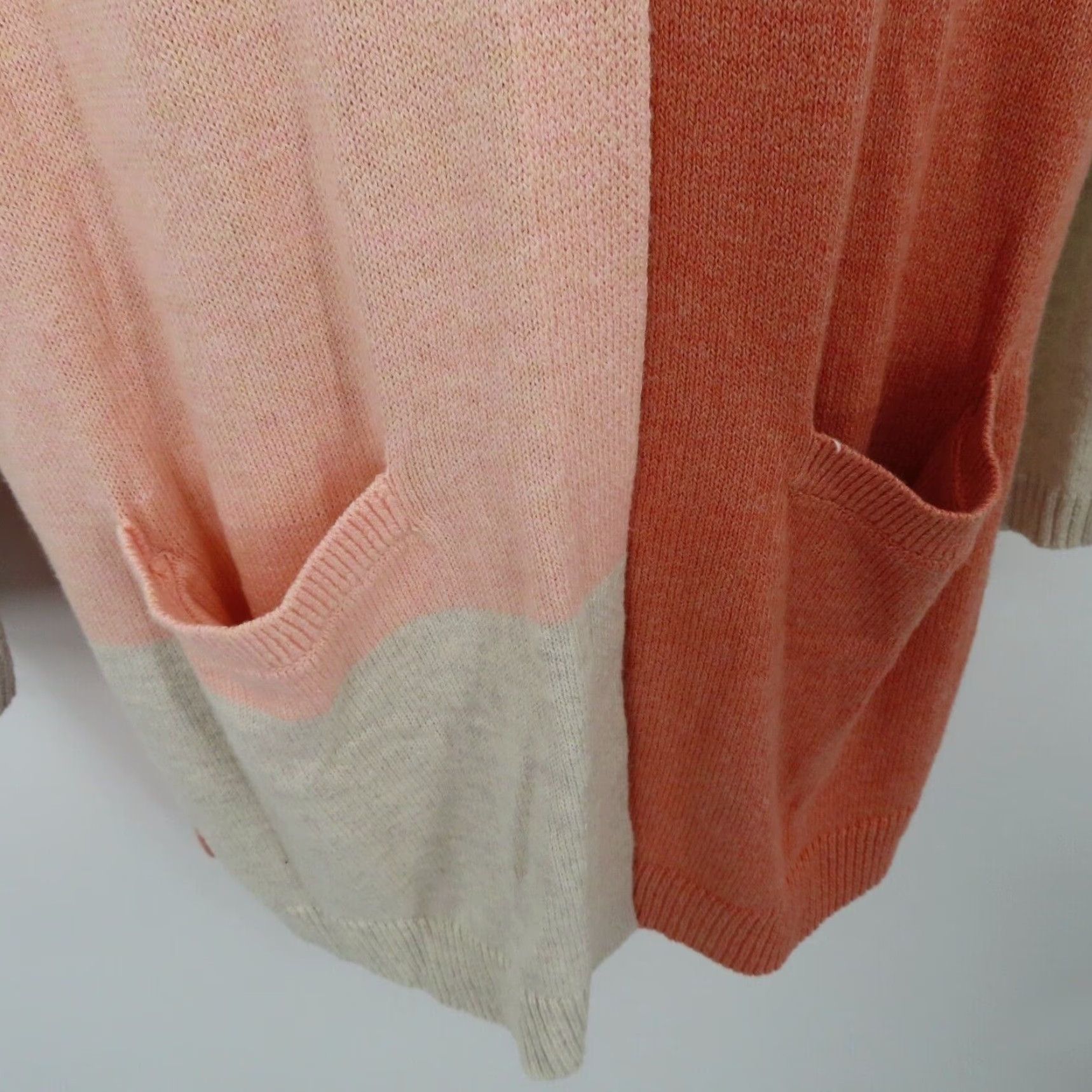 J. Jill J Jill Cardigan Sweater Petite Small PS SP Colorblock Orange Beige PureJill Size S / US 4 / IT 40 - 4 Thumbnail