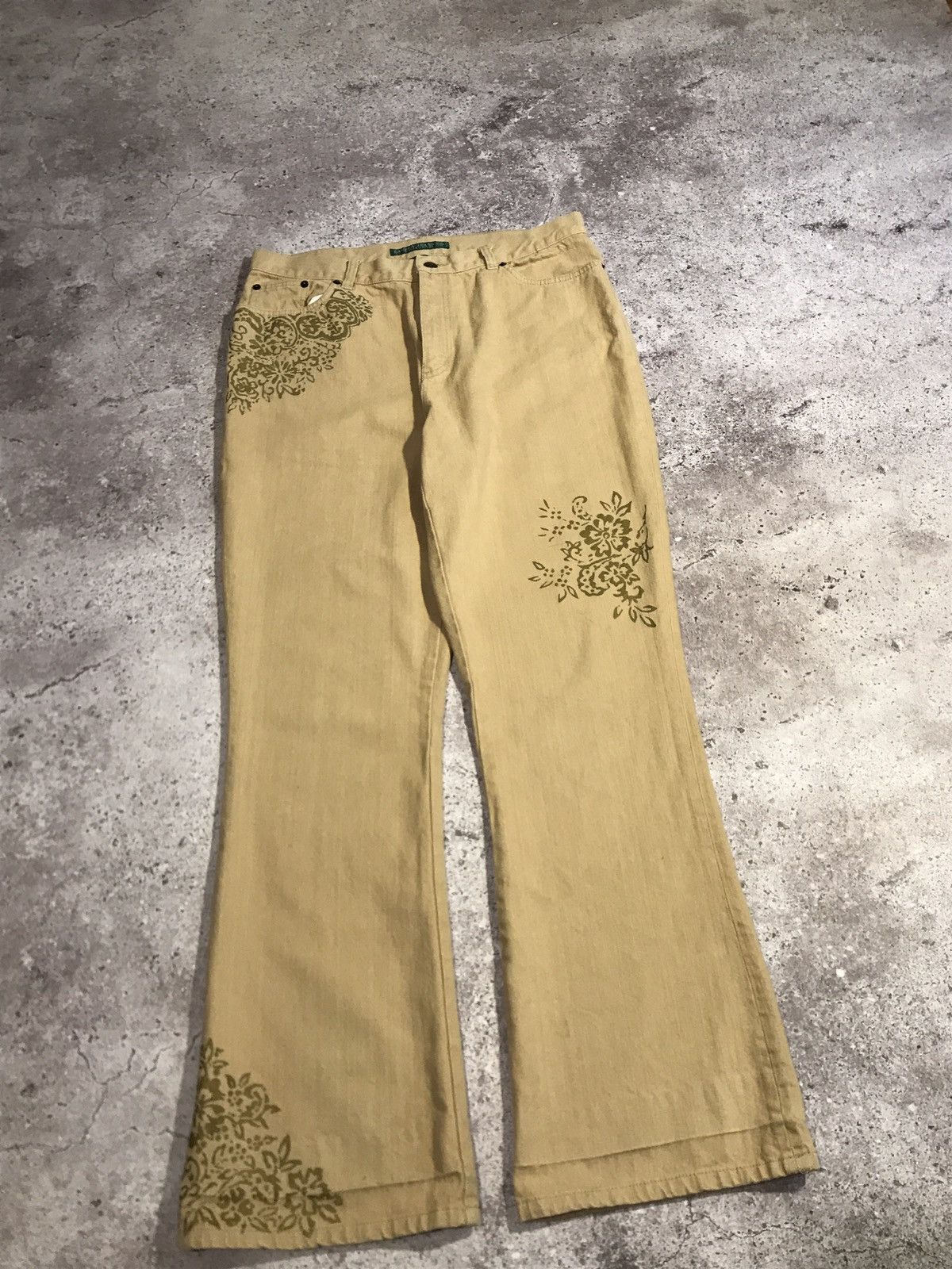 Polo Ralph Lauren × RRL Ralph Lauren × Vintage Vintage 90s Jeans Polo Ralph Lauren Flared Graphic Print Size 34" / US 12 / IT 48 - 2 Thumbnail
