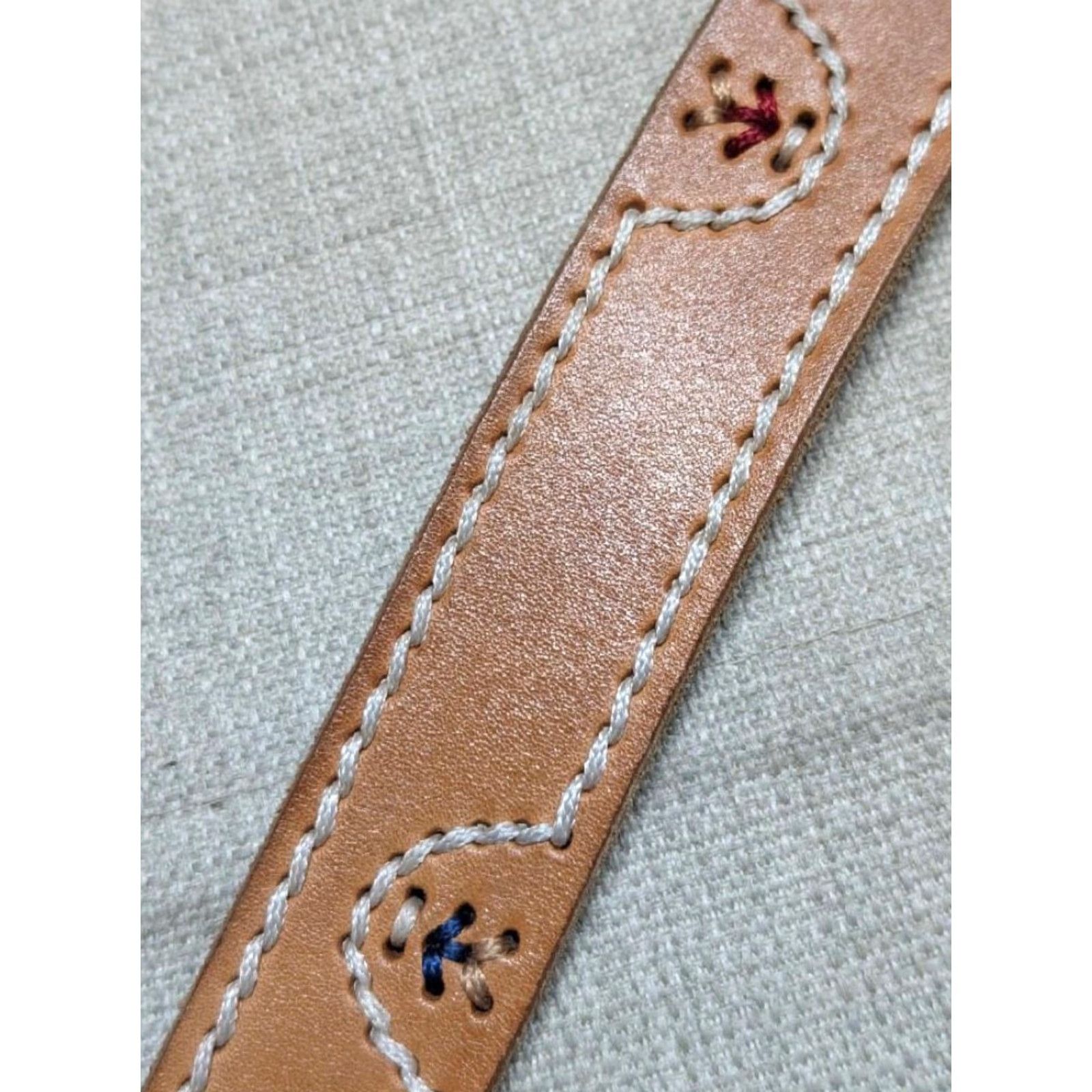 Vintage VINTAGE LL BEAN STITCHED leather belt 32 brown COWHIDE unisex adults belt Hardware: none Size 32 - 3 Thumbnail