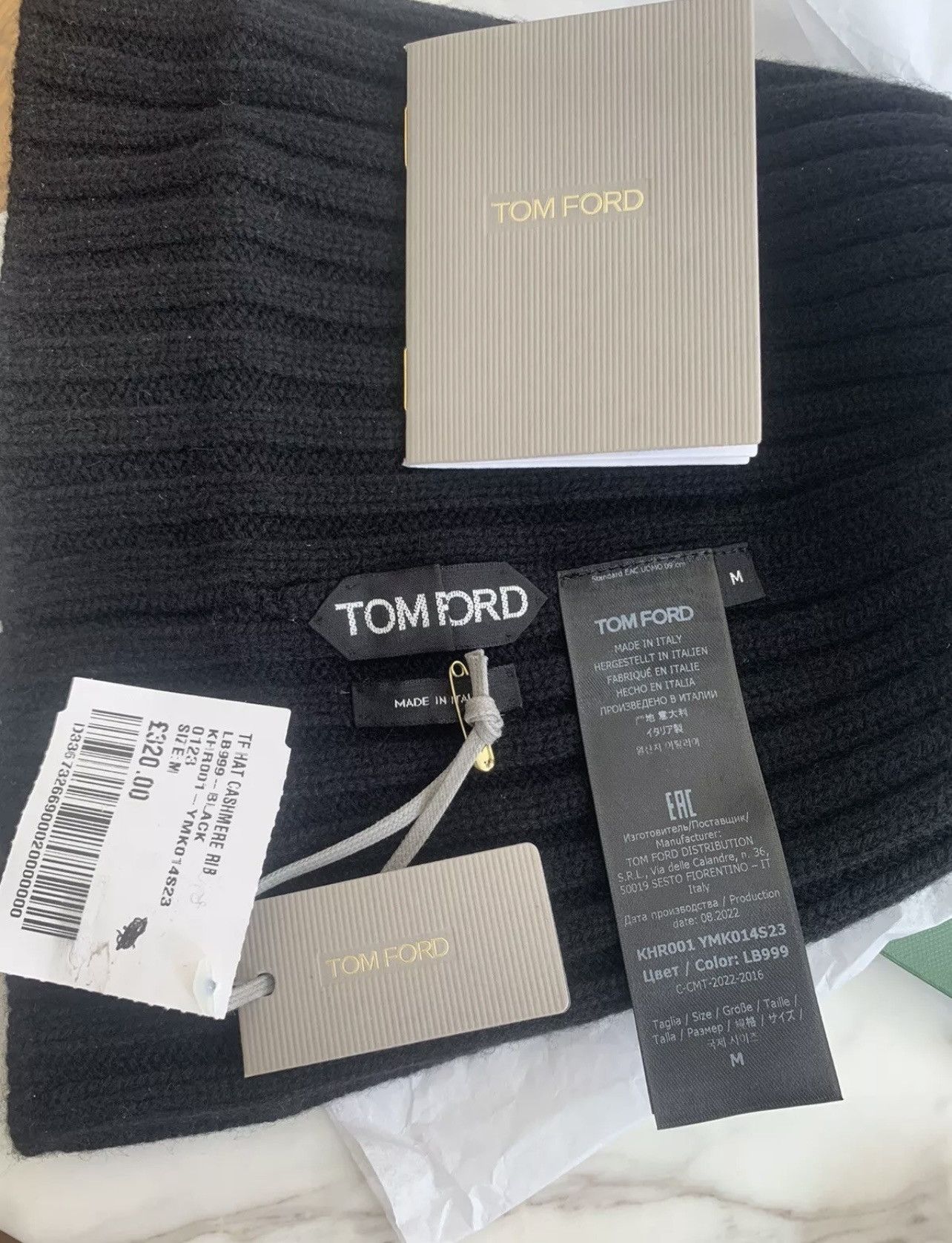 TOM FORD Ribbed 100% Cashmere Beanie size medium