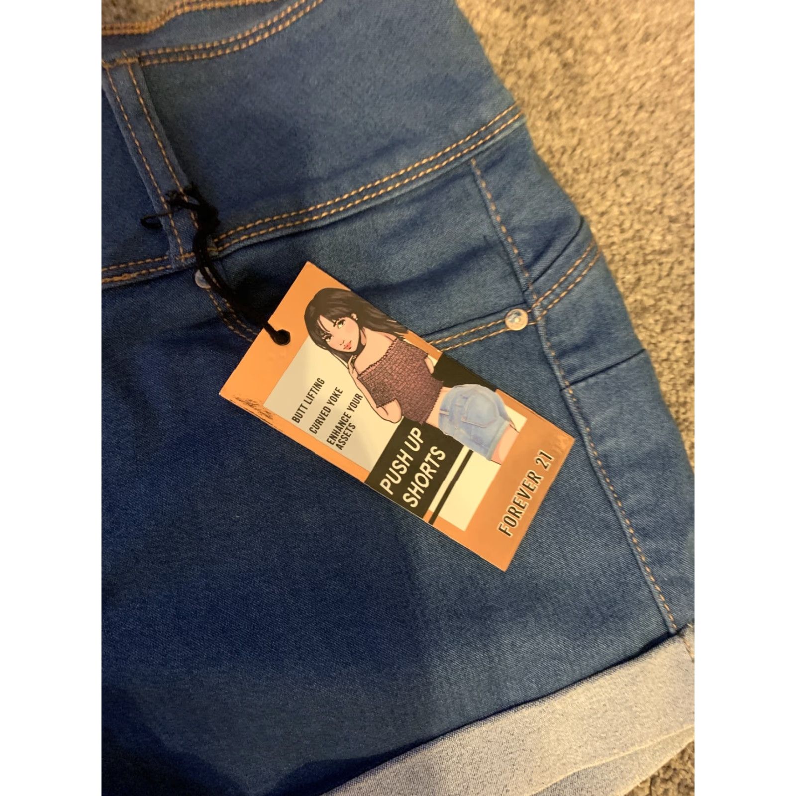 Forever 21 FOREVER 21 Denim Push Up Shorts SMALL Womens Slim Pockets Blue Cotton Blend Denim NWT Size 28" / US 6 / IT 42 - 2 Thumbnail
