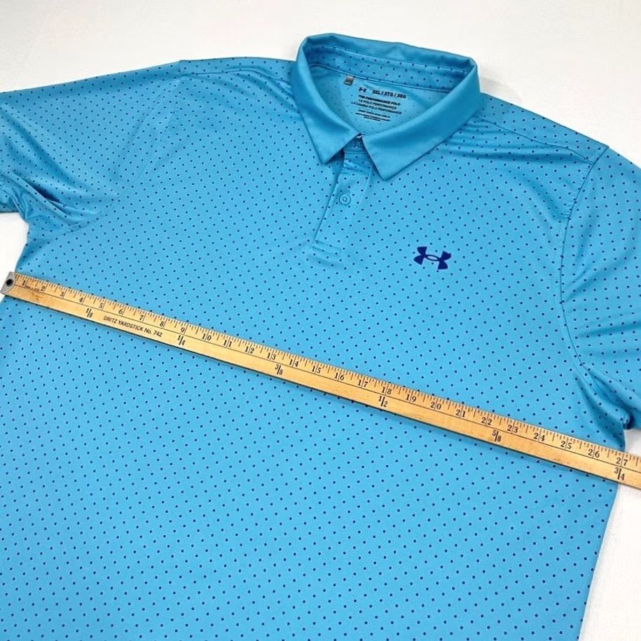 Under Armour VINTAGE Under Armour Polo Shirt Mens 3XL XXXL Blue Polka Dot Active Golf S/S Size US XXL / EU 58 / 5 - 6 Thumbnail