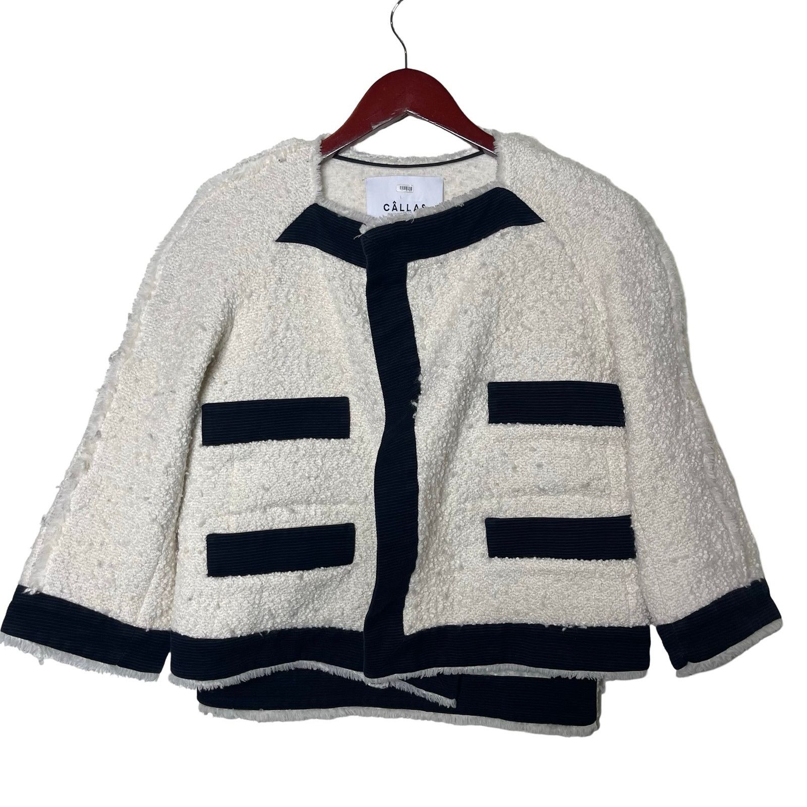 Other CALLAS MILANO Isabel Two-tone Bouclé Jacket In Weiss Size XS / US 0-2 / IT 36-38 - 3 Thumbnail