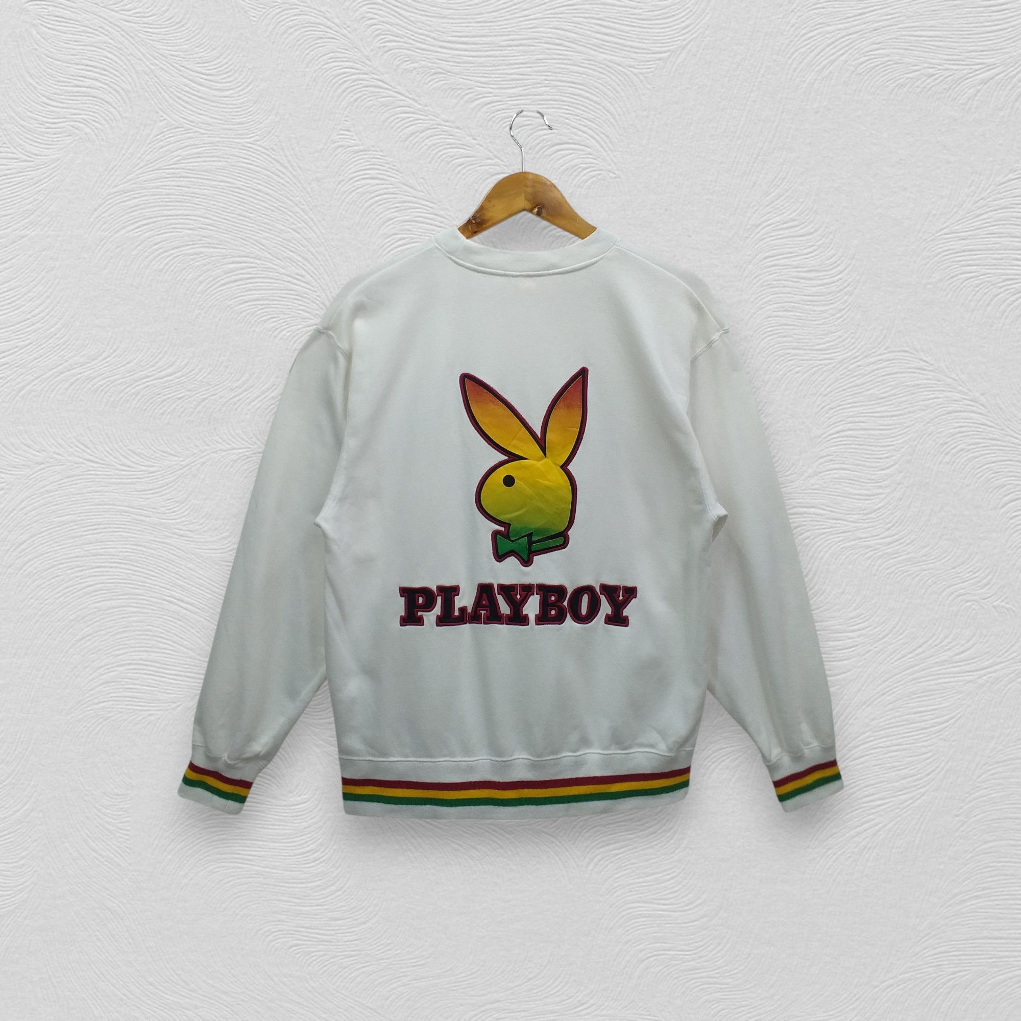 Japanese Brand Vintage 90s Playboy Rasta Embroided Big Logo -SW009 Size US S / EU 44-46 / 1 - 1 Thumbnail