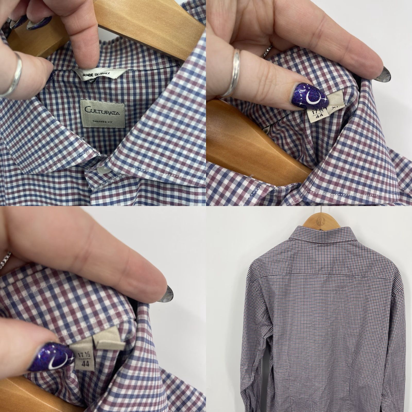 Vintage Culturata Button-Up Shirt Mens XL Plaid Gingham Cotton Blue White 90s Classic Designer Mens Clothing Size US XL / EU 56 / 4 - 8 Thumbnail