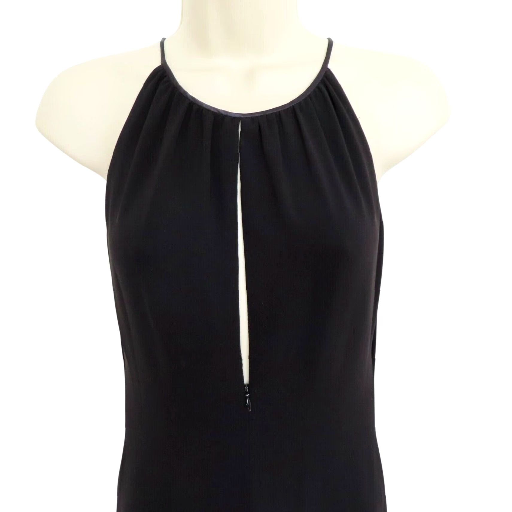 Vintage Tahari Womens 2 Zipper Keyhole Front Solid Black Sleeveless Sheath Dress Gown Size XS / US 0-2 / IT 36-38 - 3 Thumbnail