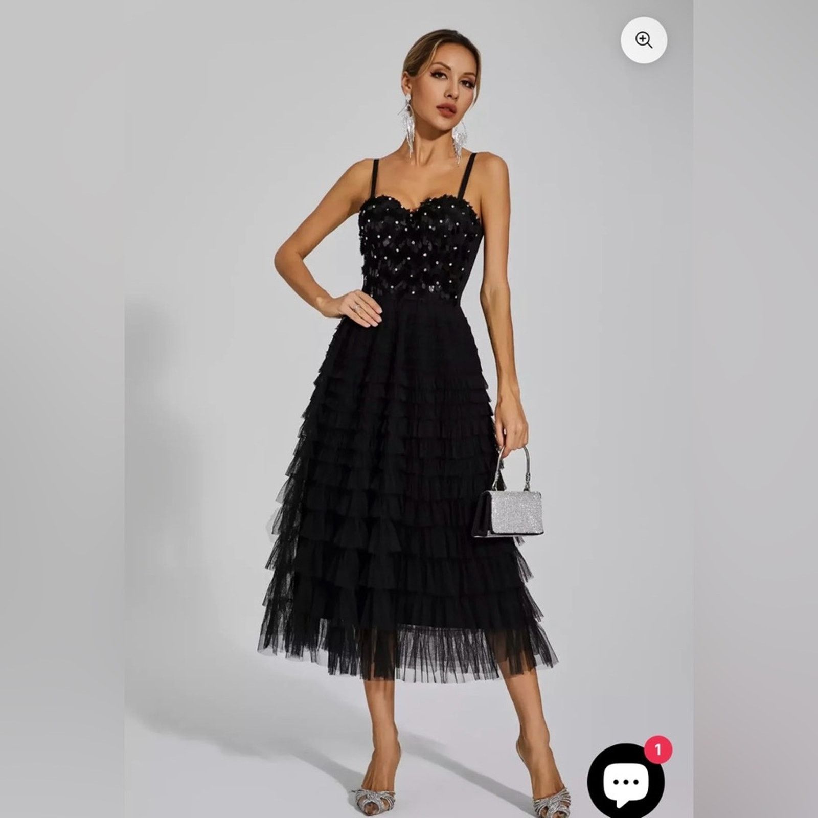 Other Black Sequined Slip Party Cocktail Classy Ruffled Dress S Size S / US 4 / IT 40 - 1 Thumbnail