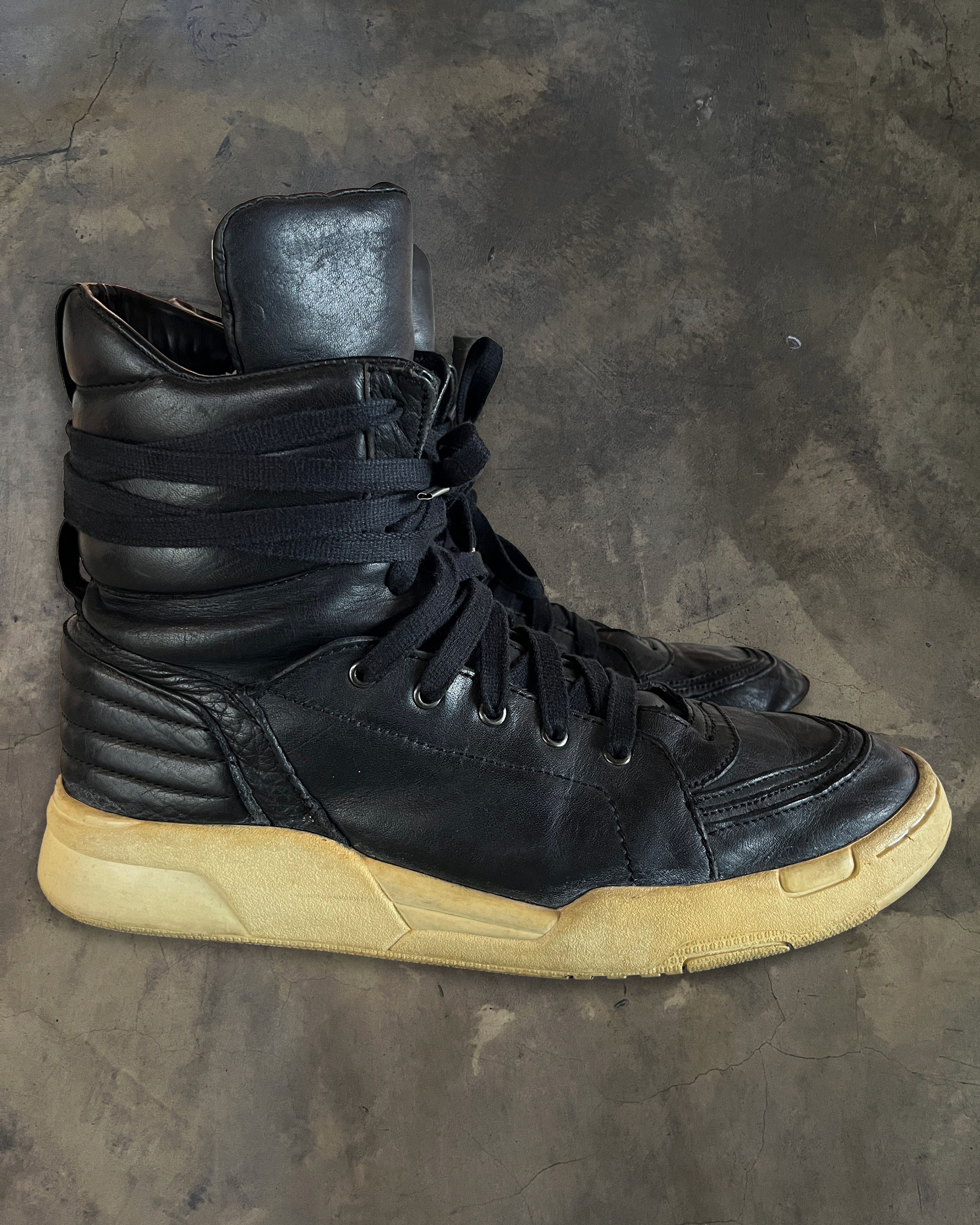 DIET BUTCHER SLIM SKIN BLACK LEATHER HIGH TOPS