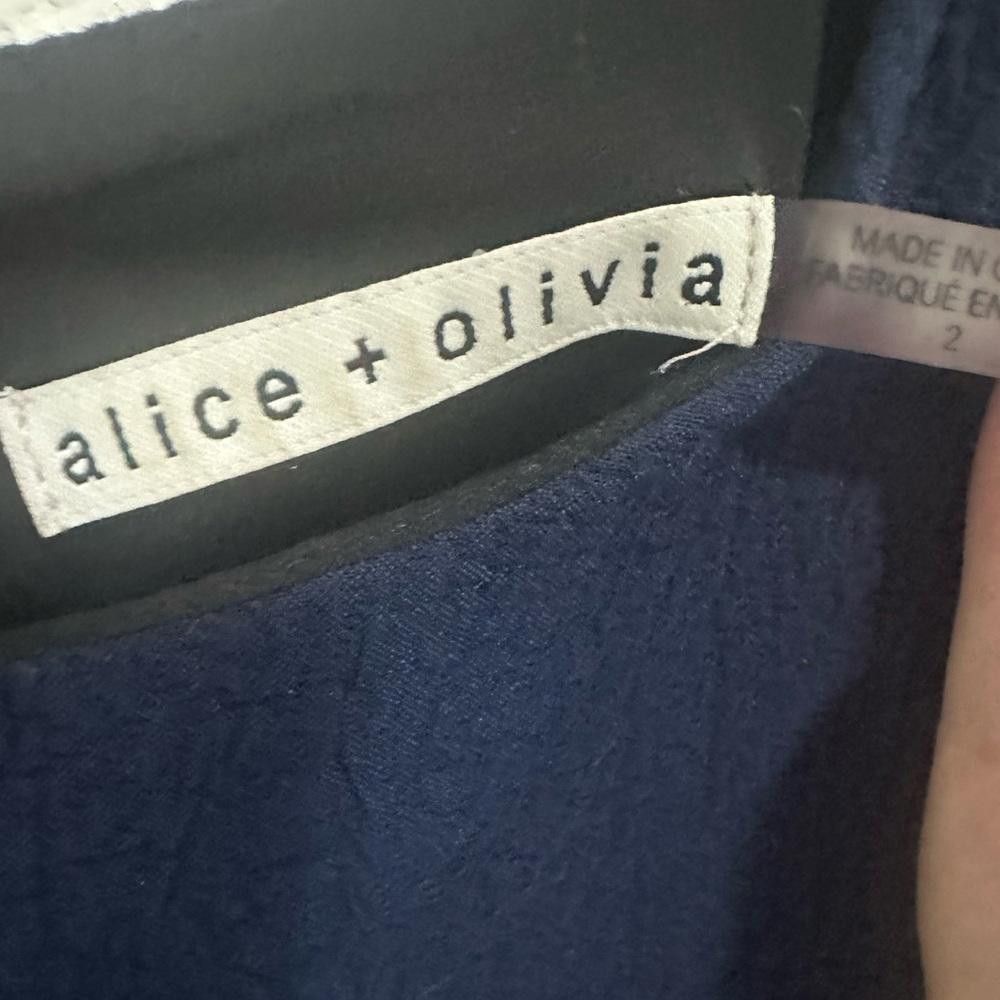 Designer Alice + Olivia Liv Drop-Waist Mini Shift Dress Navy Blue 2 Size XS / US 0-2 / IT 36-38 - 5 Thumbnail