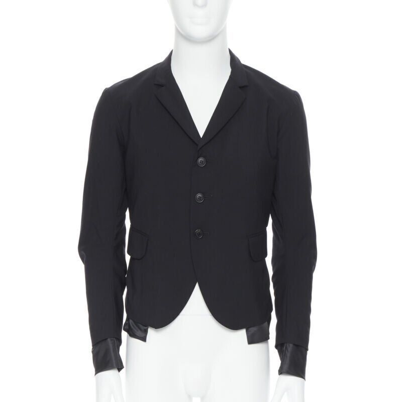 Christopher Nemeth NEMETH Christopher Nemeth black wool exposed lining layered blazer jacket S Size 46R - 1 Thumbnail
