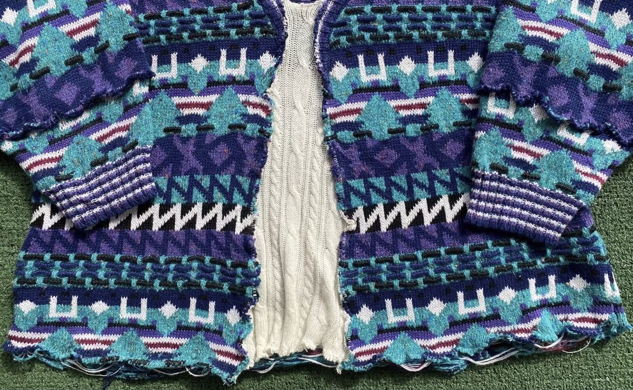 Handmade Up Cycled Colorful Pattern One Of A Kind Sweater Large Size L / US 10 / IT 46 - 4 Thumbnail