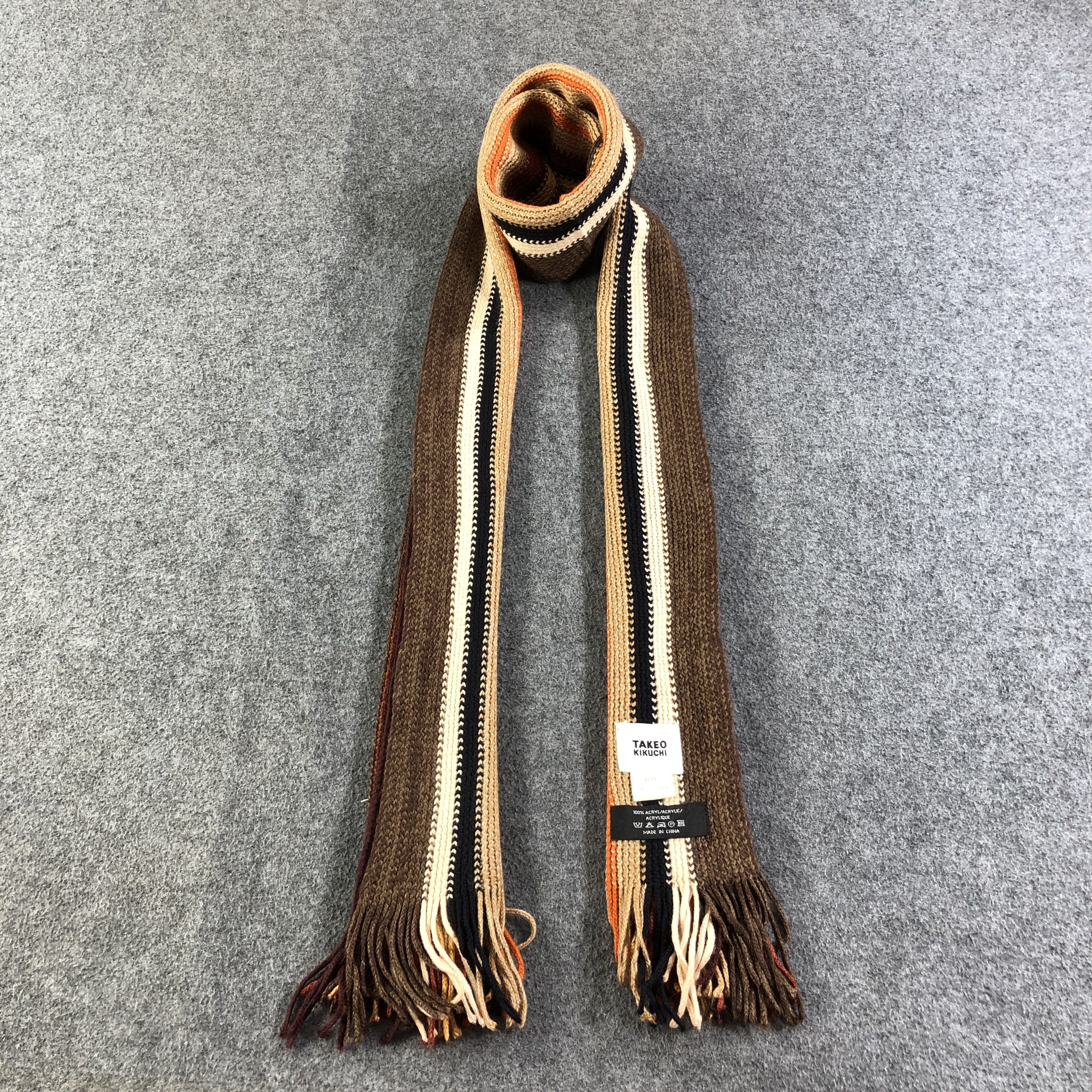 Takeo Kikuchi Takeo Kikuchi Striped Knit Scarf Muffler V1201 Size ONE SIZE - 1 Thumbnail