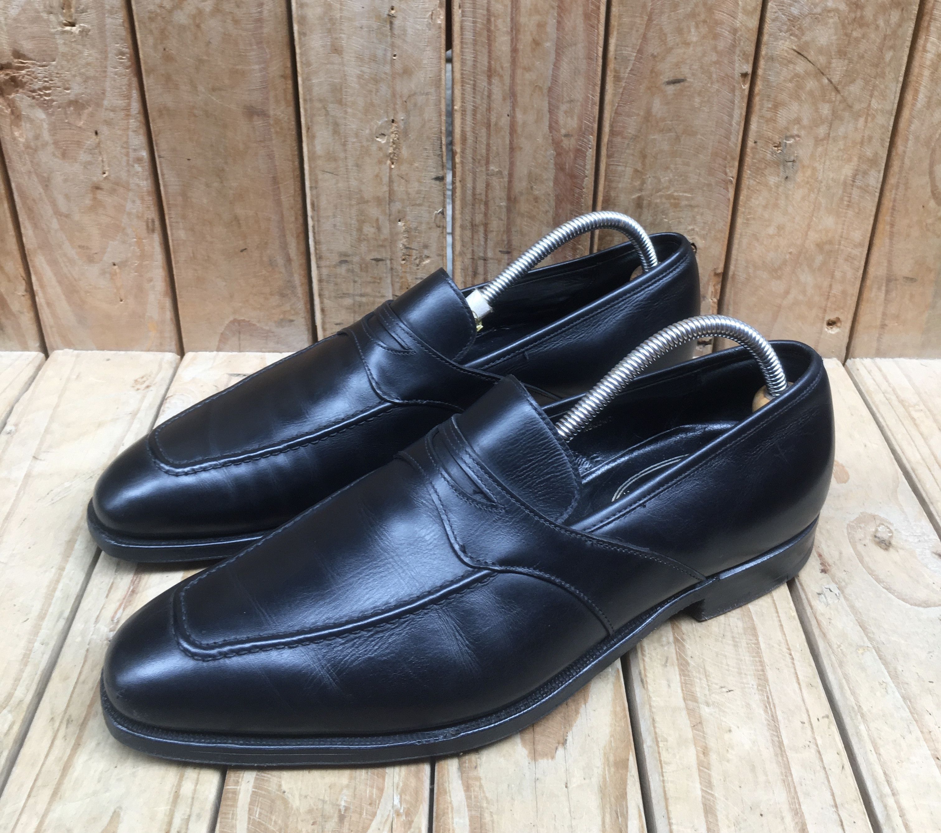image of George Cleverley Black Men's Leather Loafers Uk 9 E Us 10
