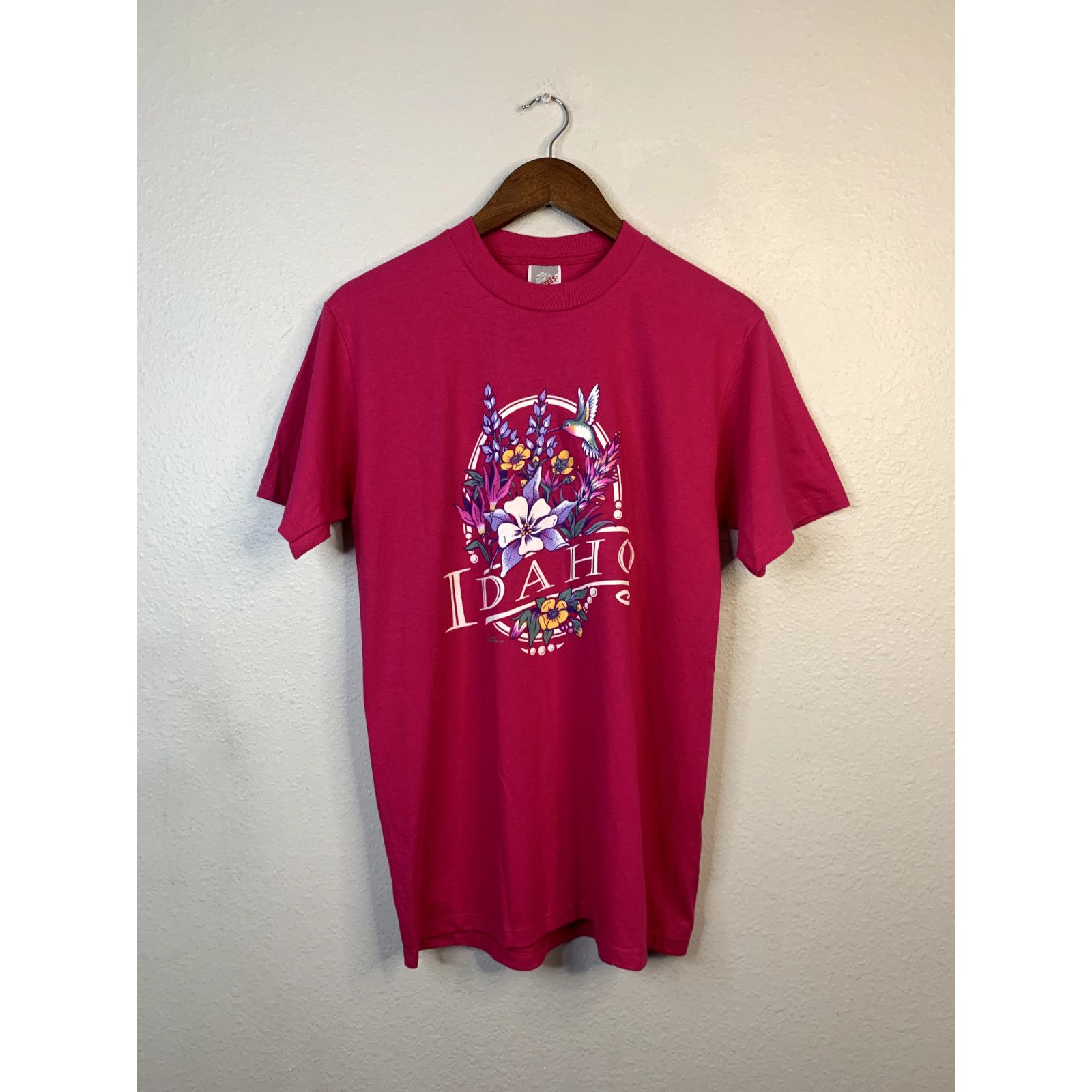 Jerzees Vintage Idaho Shirt Flowers Pink T-Shirt VTG 90s 1997 NWT M Size US M / EU 48-50 / 2 - 1 Thumbnail