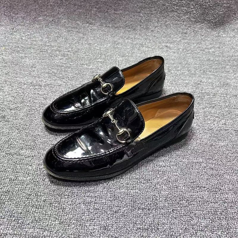 Gucci Gucci Black Patent Leather Loafers for Men and Women 0079 Size US 5.5 / EU 38 - 1 Thumbnail