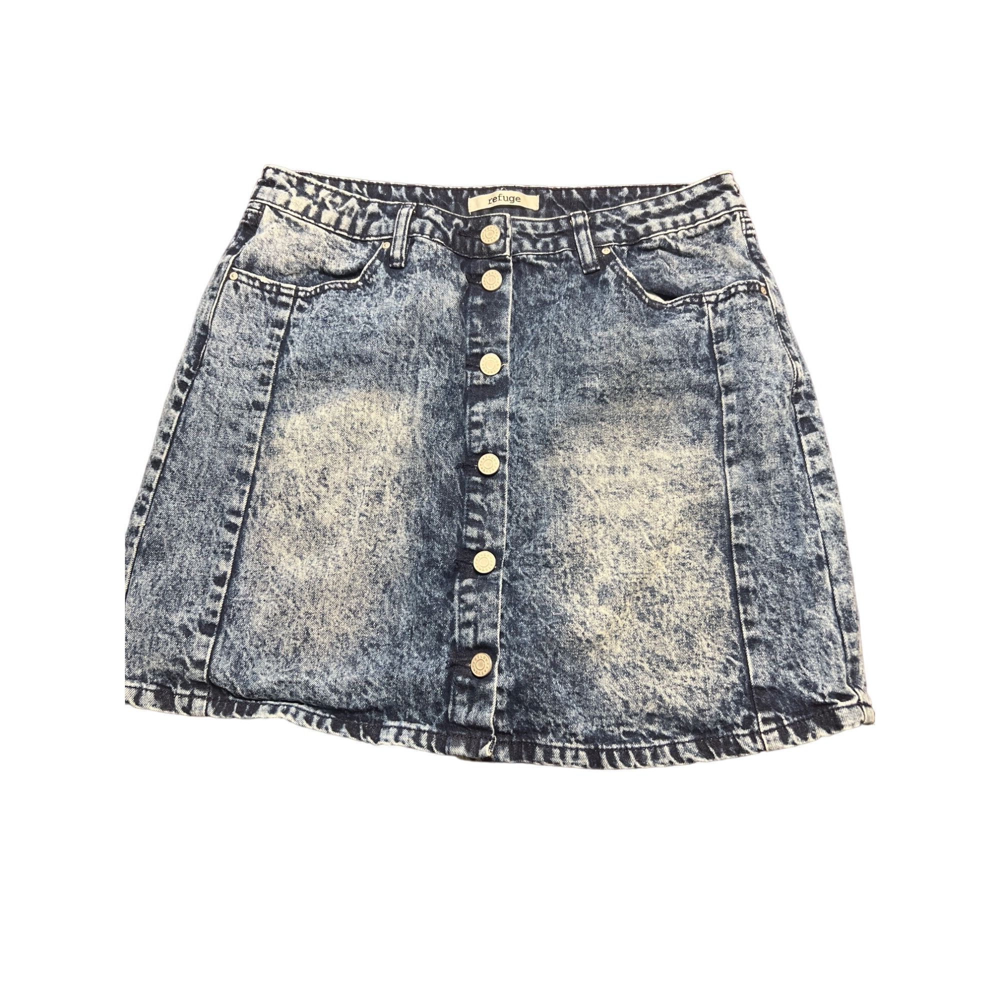 Other Refuge Acid Wash Denim Button-Front Mini Skirt Silver Tone H Size 30" / US 8 / IT 44 - 1 Thumbnail