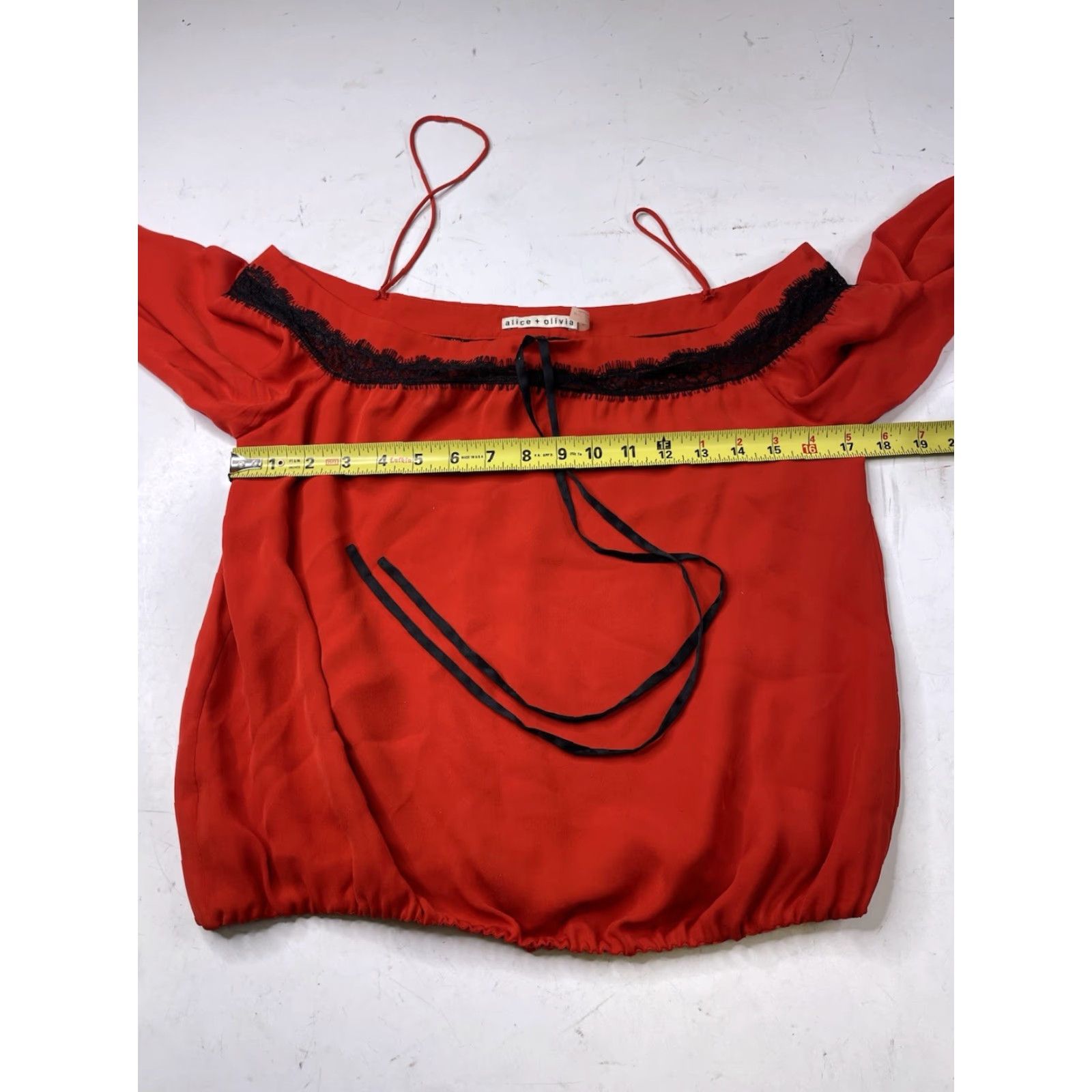 Alice + Olivia Alice + Olivia Blouse Shirt Off-the-Shoulder Silk Halter Top Red Black Sz S Regular Women Size S / US 4 / IT 40 - 7 Thumbnail