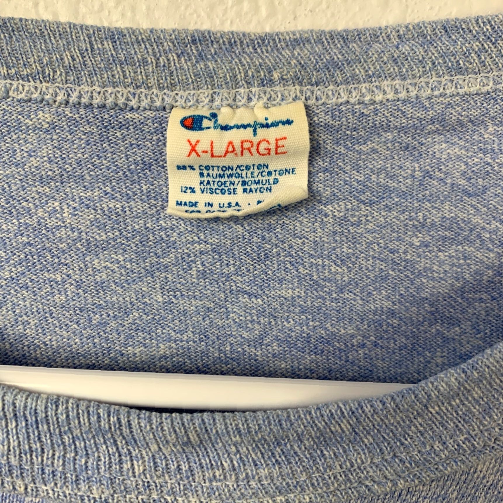 Champion VINTAGE Champion Marled Blue Ringer T-Shirt XL Men Size XL Short Sleeve 1980s Sportswear/Beach Size US XL / EU 56 / 4 - 4 Thumbnail