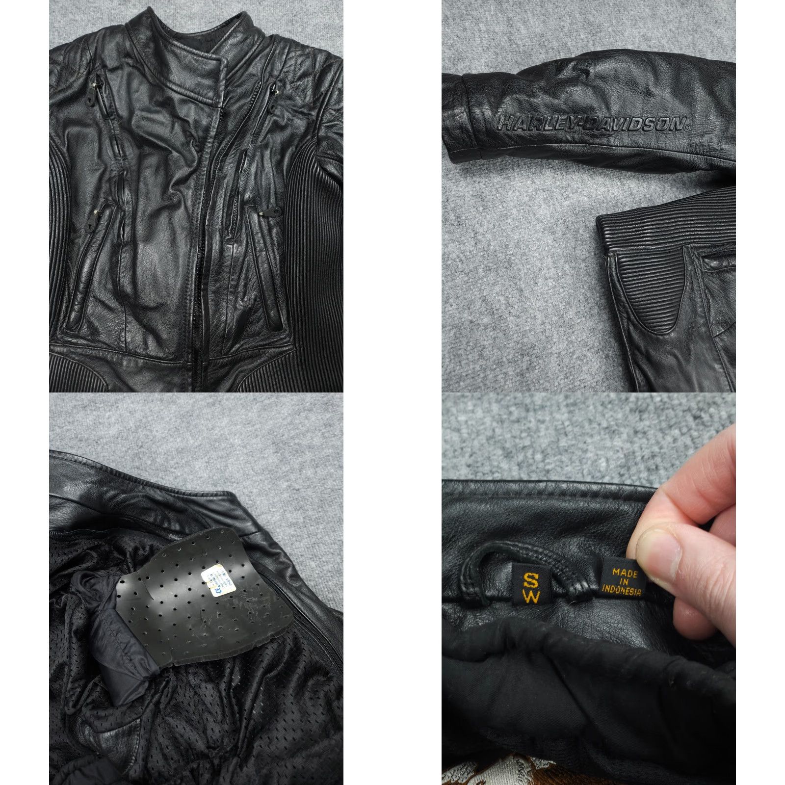 Harley Davidson Harley-Davidson FXRG Leather Jacket Women's Small Black Padded Motorcycle Zipped Pockets FXRG Size S / US 4 / IT 40 - 8 Thumbnail