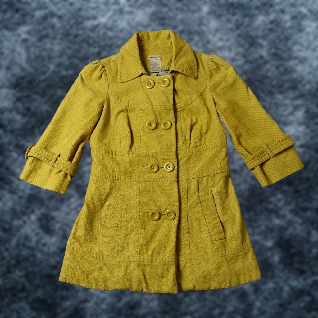 Anthropologie Elevenses Jacket Mens 4 Yellow Trench Coat Corduroy VTG Pattern Solid Long Sleeve Button Zip Casual Travel All Seasons Pockets 90s Classic Size S / US 4 / IT 40 - 1 Thumbnail