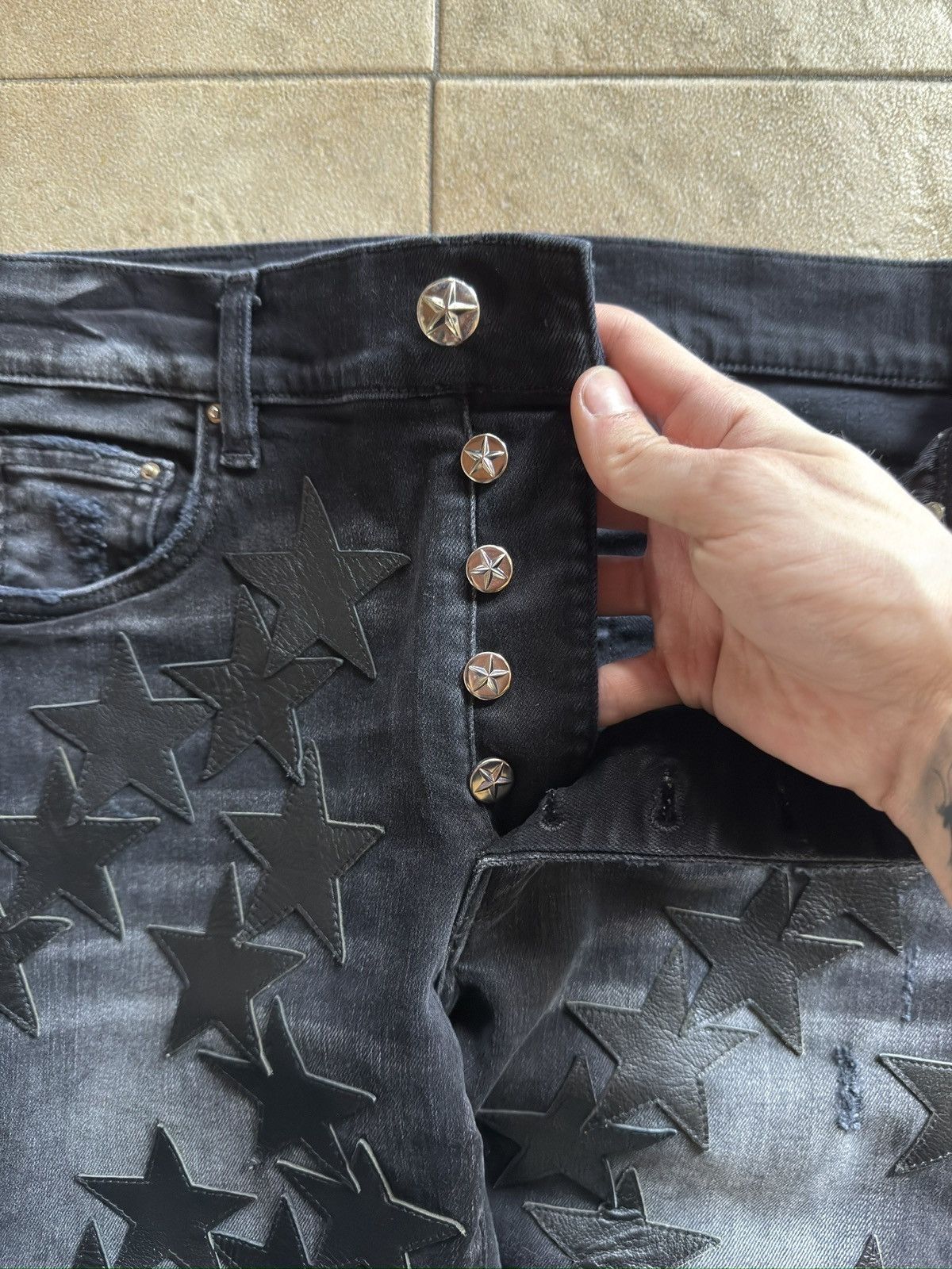 Amiri Amiri Chemist leather star aged jeans Size US 30 / EU 46 - 9 Thumbnail