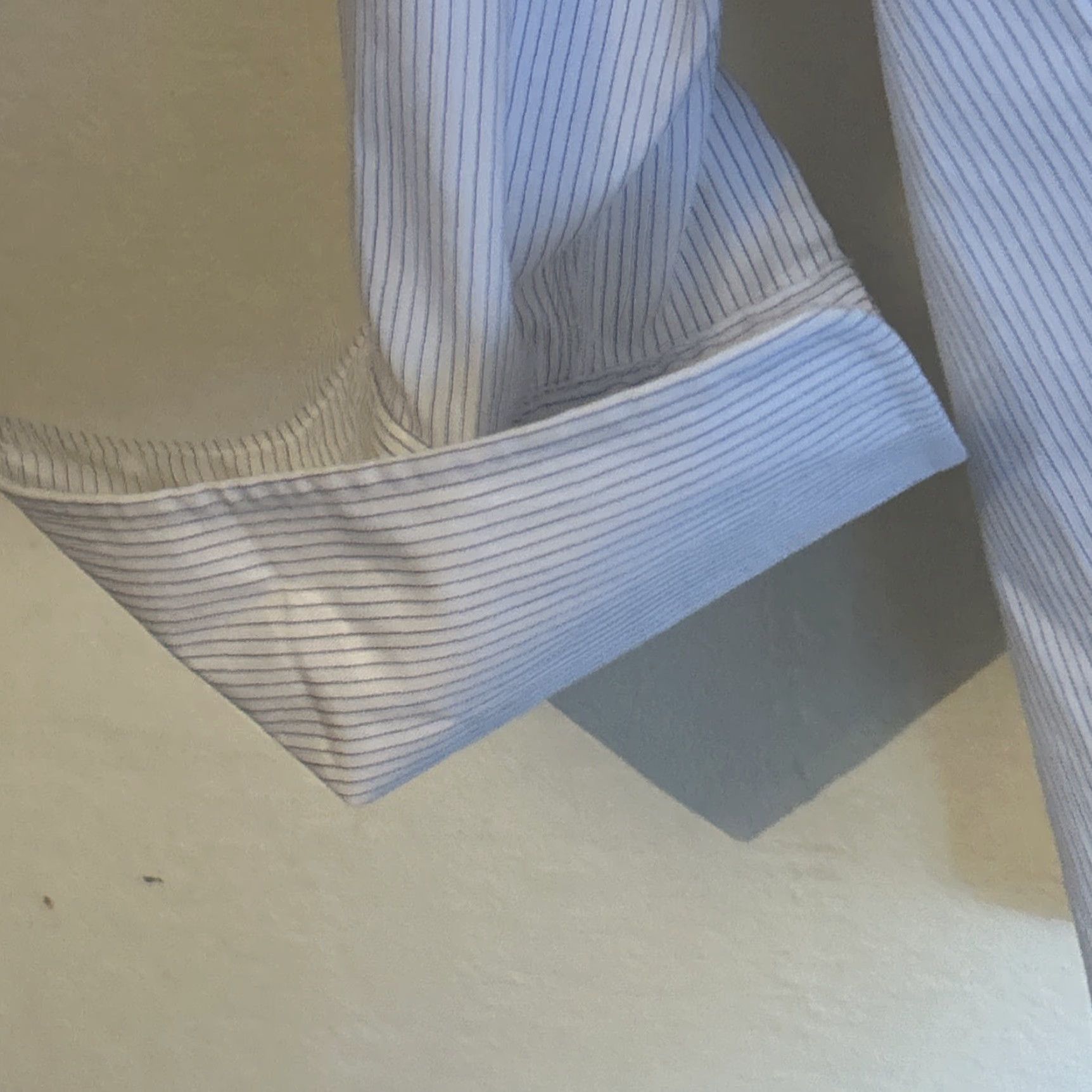 Vintage Haspel Dress Shirt Men 16 Striped Blue Cotton Long Sleeve Point Barrel Cuff 100% Cotton Size 42R - 3 Thumbnail