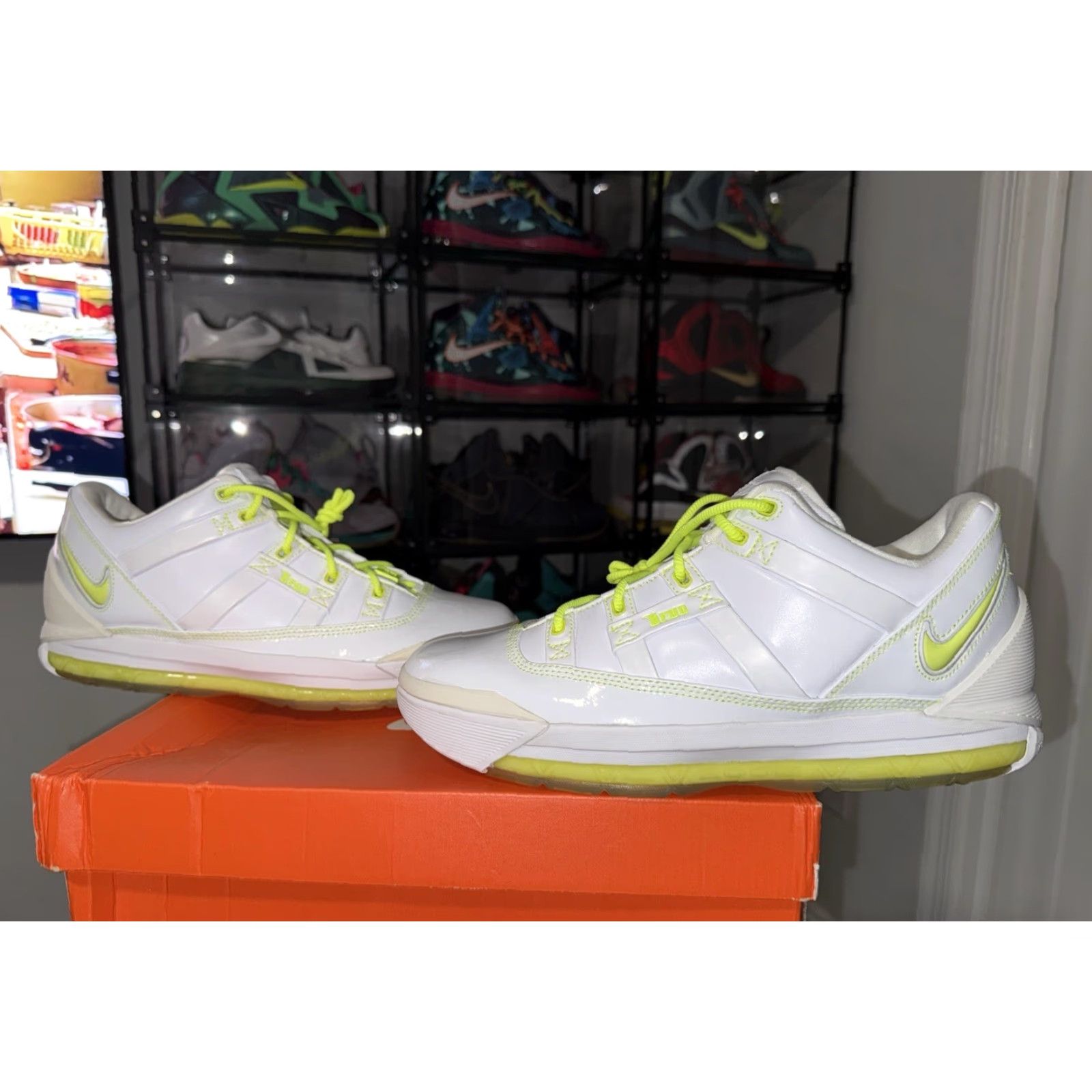 Nike Nike LeBron Sneaker Low Top Mens 10.5 White Neon 1990s 3 III Low Voltage Four Horseman PE Promo Sample Voltage Neon Shoe Best 10.5 Mens Size US 11 / EU 44 - 2 Thumbnail