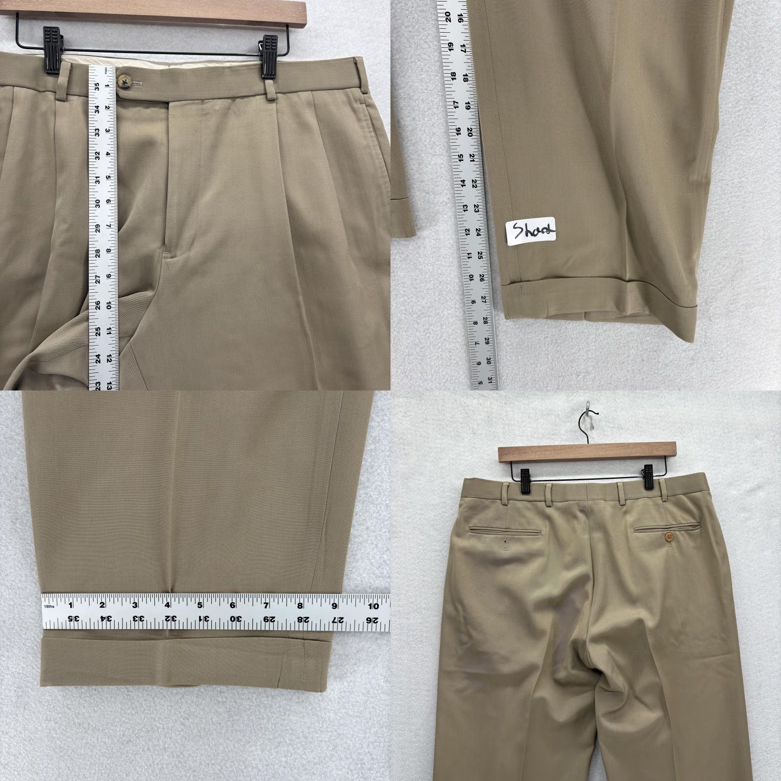 Brooks Brothers Brooks Brothers Madison Dress Pants Mens 38x28 Beige Wool Pleated Cuffed Short Size US 38 / EU 54 - 8 Thumbnail