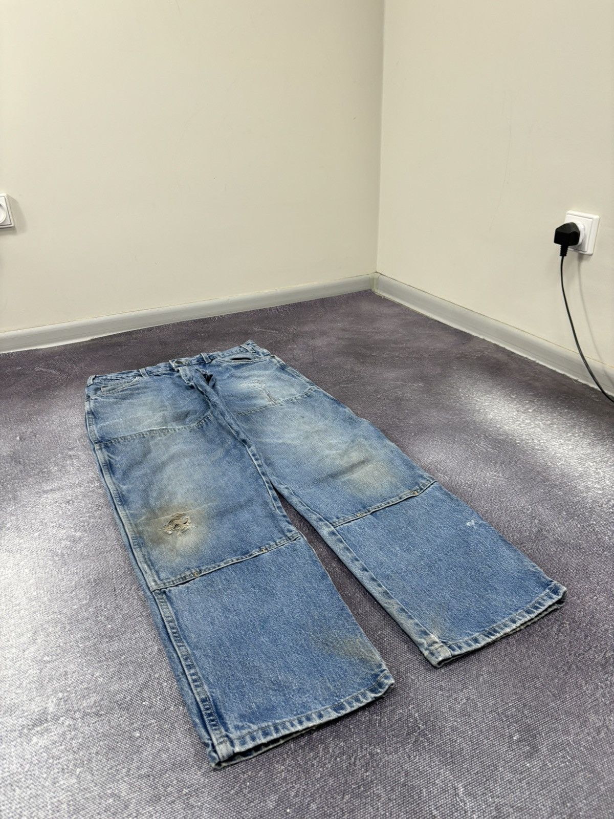 Dickies Vintage Dickies Double Knee USA Faded Denim Work Hype Jeans Size US 33 - 4 Thumbnail