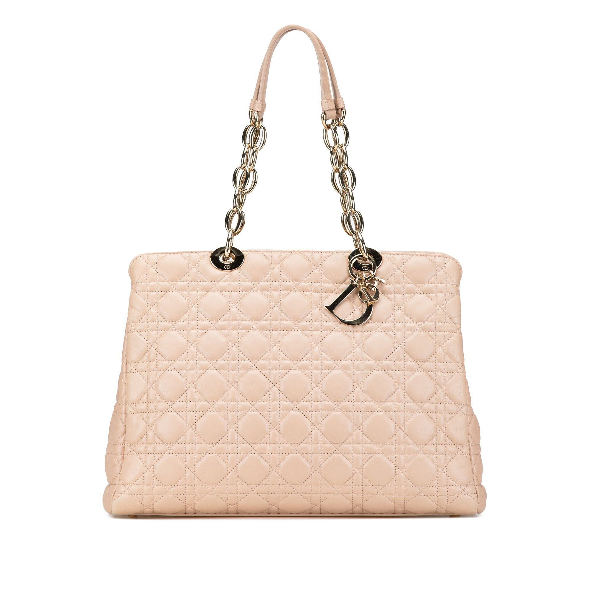 Dior Dior Medium Lambskin Cannage Soft Zipped Shopping Tote Pink Size ONE SIZE - 1 Thumbnail