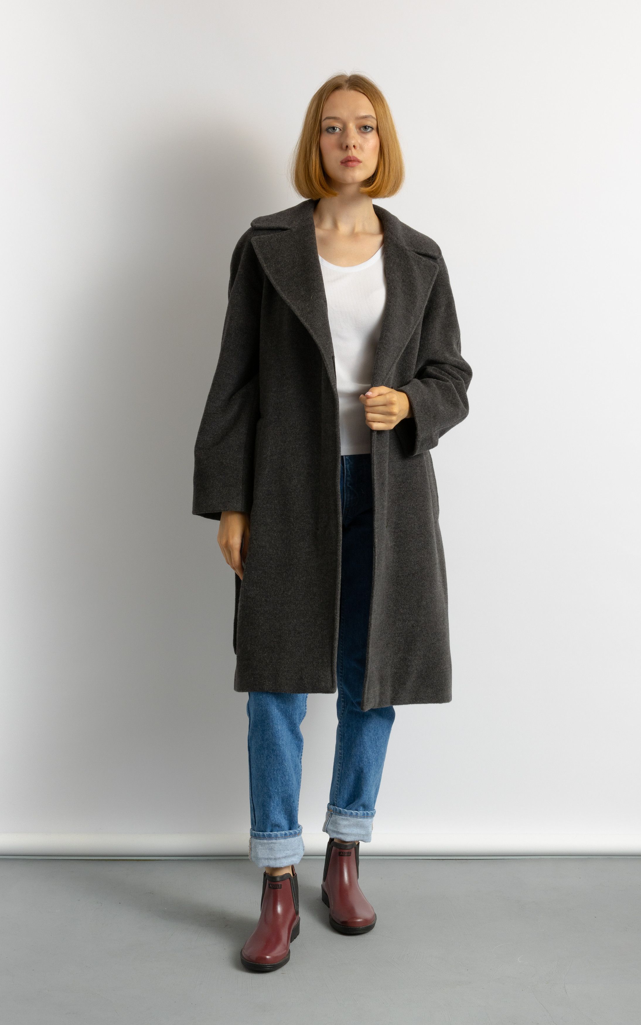 Vintage Preloved Dark Grey Winter Overcoat Long Coat 8713 Size M / US 6-8 / IT 42-44 - 2 Thumbnail