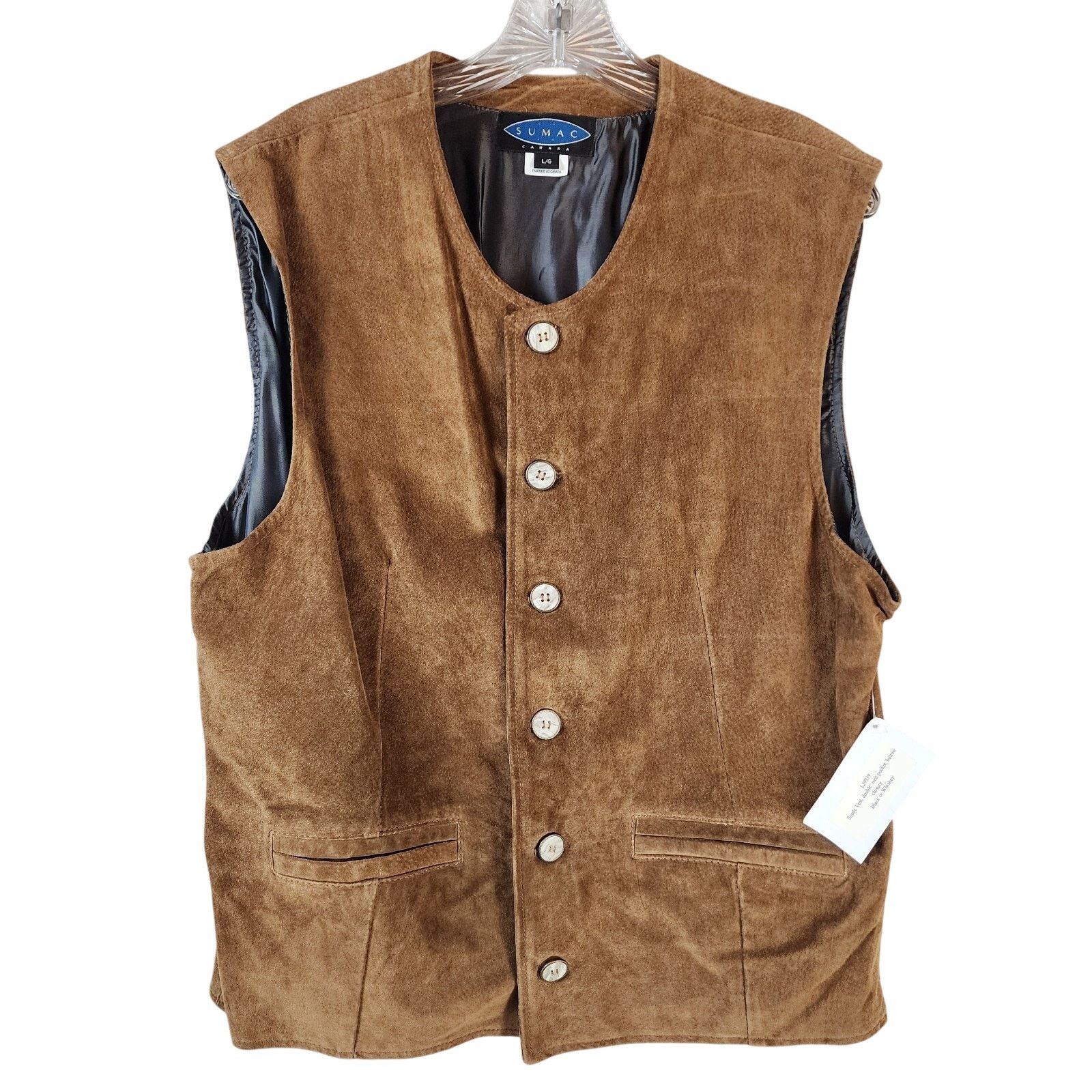 Other Sumac Canada Leather Suede Vest Men Large Brown 6-Button Size US L / EU 52-54 / 3 - 1 Thumbnail