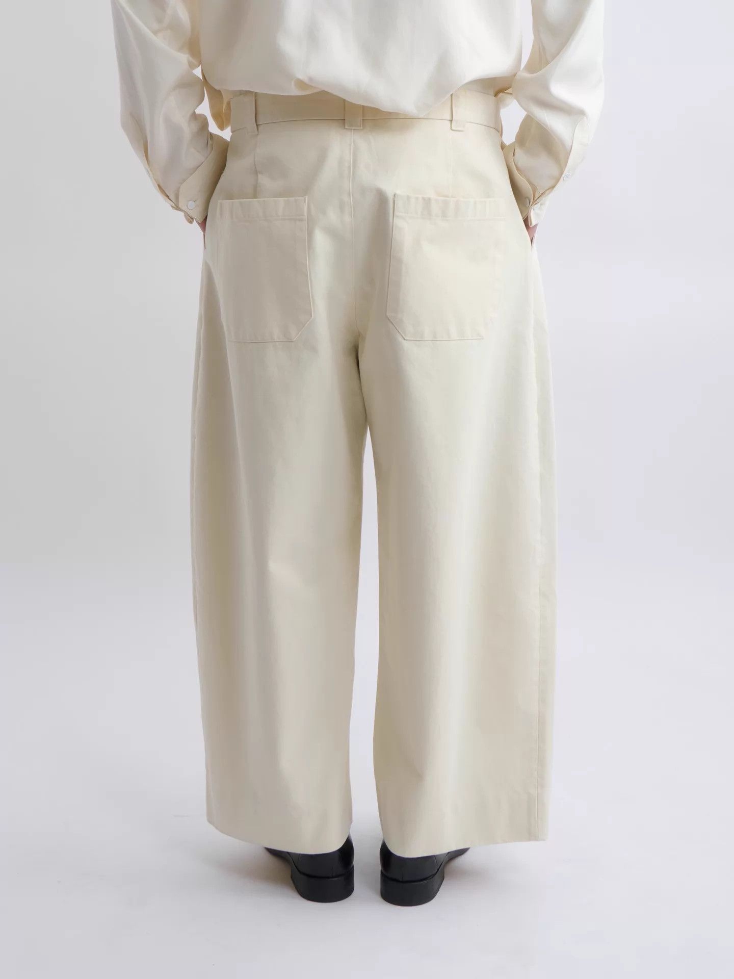 Studio Nicholson STUDIO NICHOLSON Cream High-Waist Wide-Leg Pants XL Size US 36 / EU 52 - 4 Thumbnail