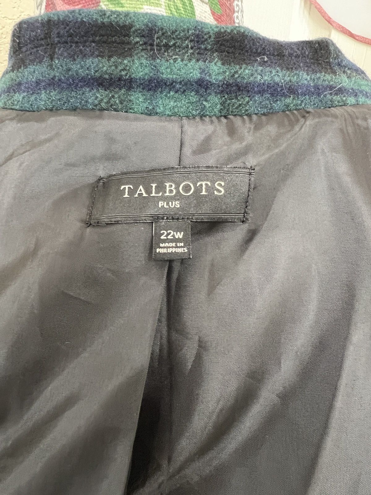 Talbots Talbots Blue and Green Plaid wool Blazer size 22W Size 3XL / US 20-22 - 6 Thumbnail