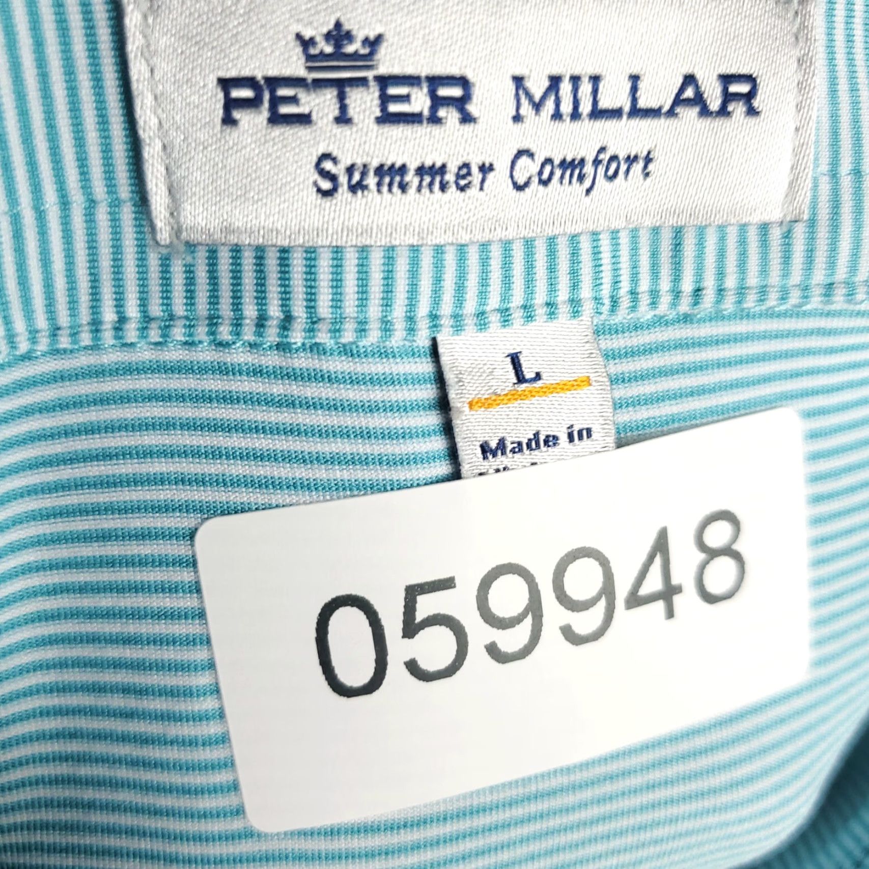 Peter Millar Peter Millar Polo Shirt Mens Large Blue Striped Polo Shirt For Men Size US L / EU 52-54 / 3 - 8 Thumbnail