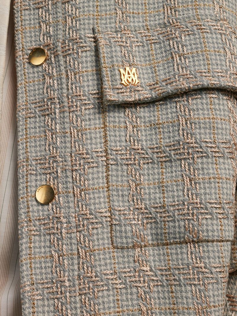 Amiri o1s1wg110526 Check Boucle Padded Overshirt in Multicolor Size US L / EU 52-54 / 3 - 3 Thumbnail