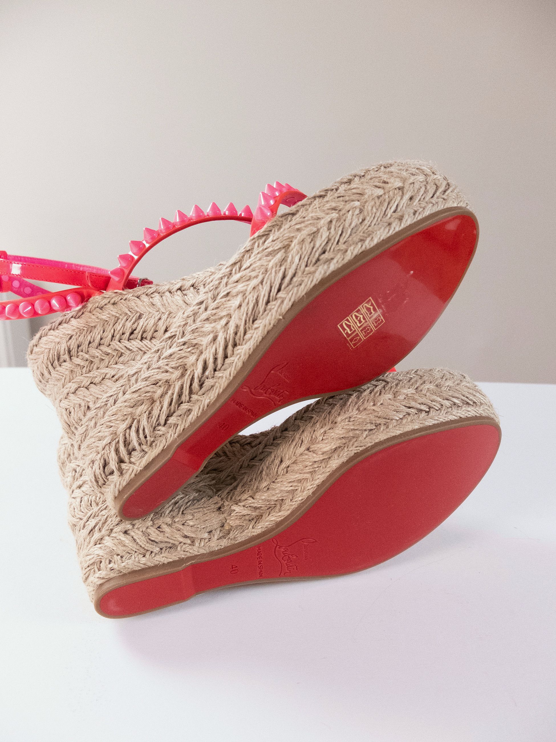 Christian Louboutin CHRISTIAN LOUBOUTIN Mafaldina Spikes pink espadrille sandals Size US 10 / IT 40 - 10 Thumbnail