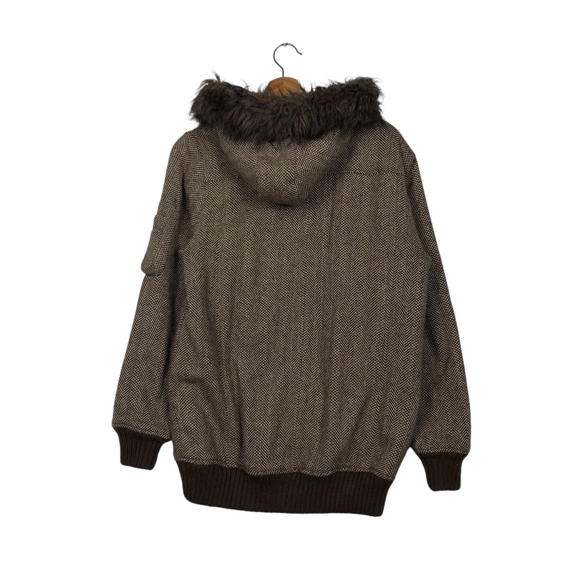 Japanese Brand 📌Vintage Wool Herringbone Fur Hoodie Jacket Size US M / EU 48-50 / 2 - 9 Thumbnail
