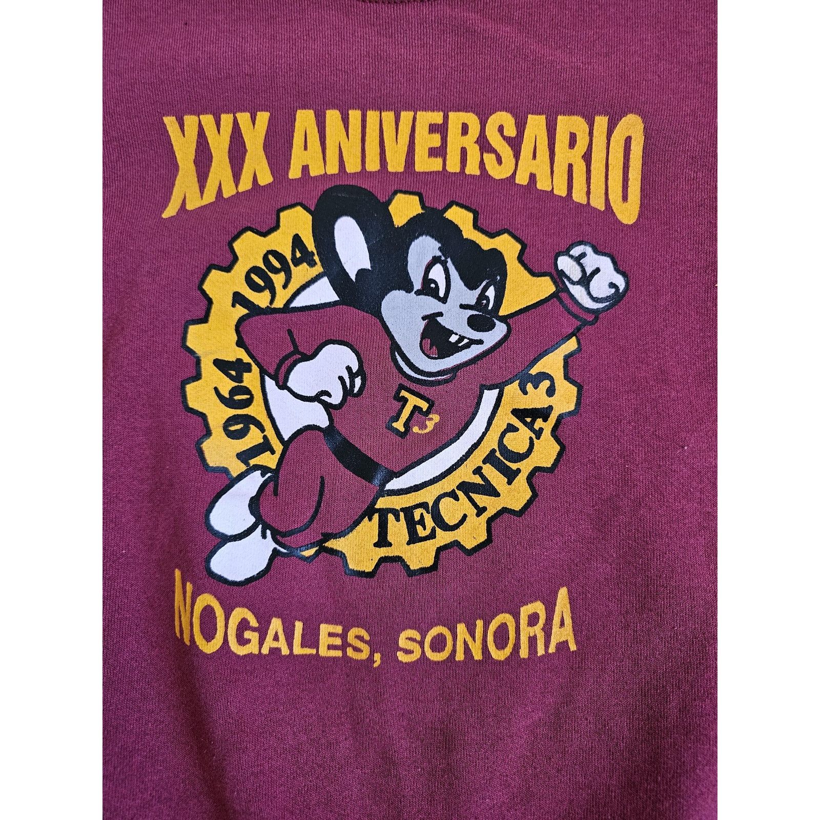 Hanes Mighty Mouse Graphic Nogales Mexico Red Sweatshirt L 1990s Size US L / EU 52-54 / 3 - 4 Thumbnail