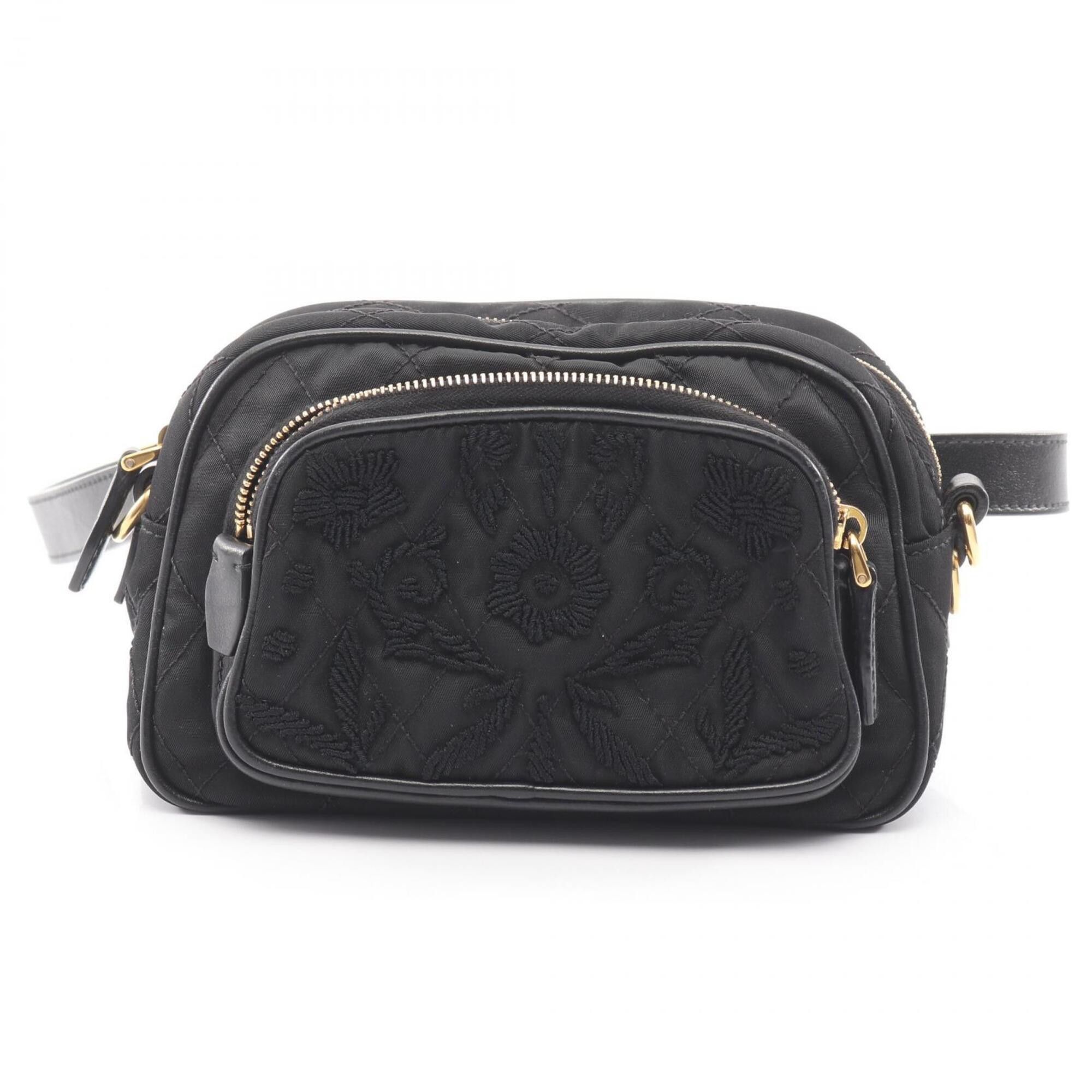 Prada Prada waist bag handbag nylon leather women's black Size ONE SIZE - 1 Thumbnail