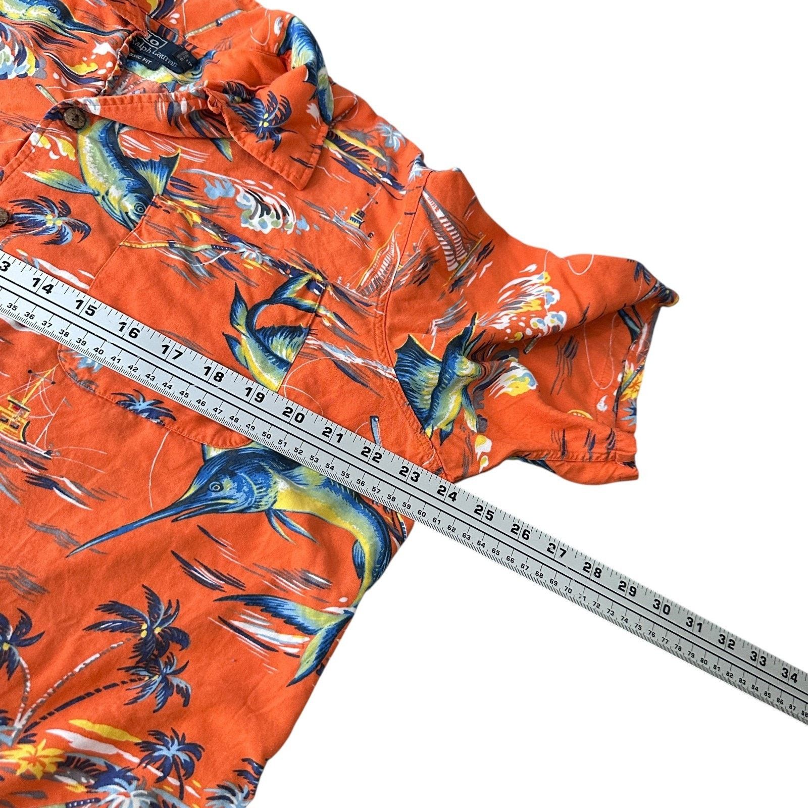 Polo Ralph Lauren VTG Polo Ralph Lauren Shirt Mens Large Orange Fish Boat Camp Size US L / EU 52-54 / 3 - 8 Thumbnail