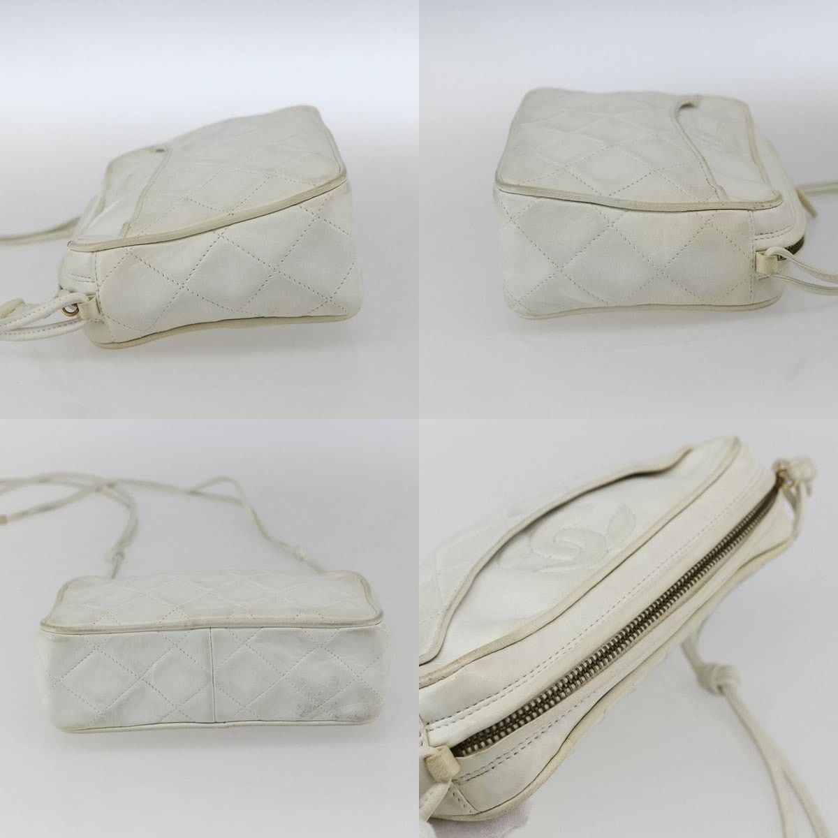 Chanel Chanel Matelasse Shoulder Bag Leather White Gold CC Size ONE SIZE - 3 Thumbnail
