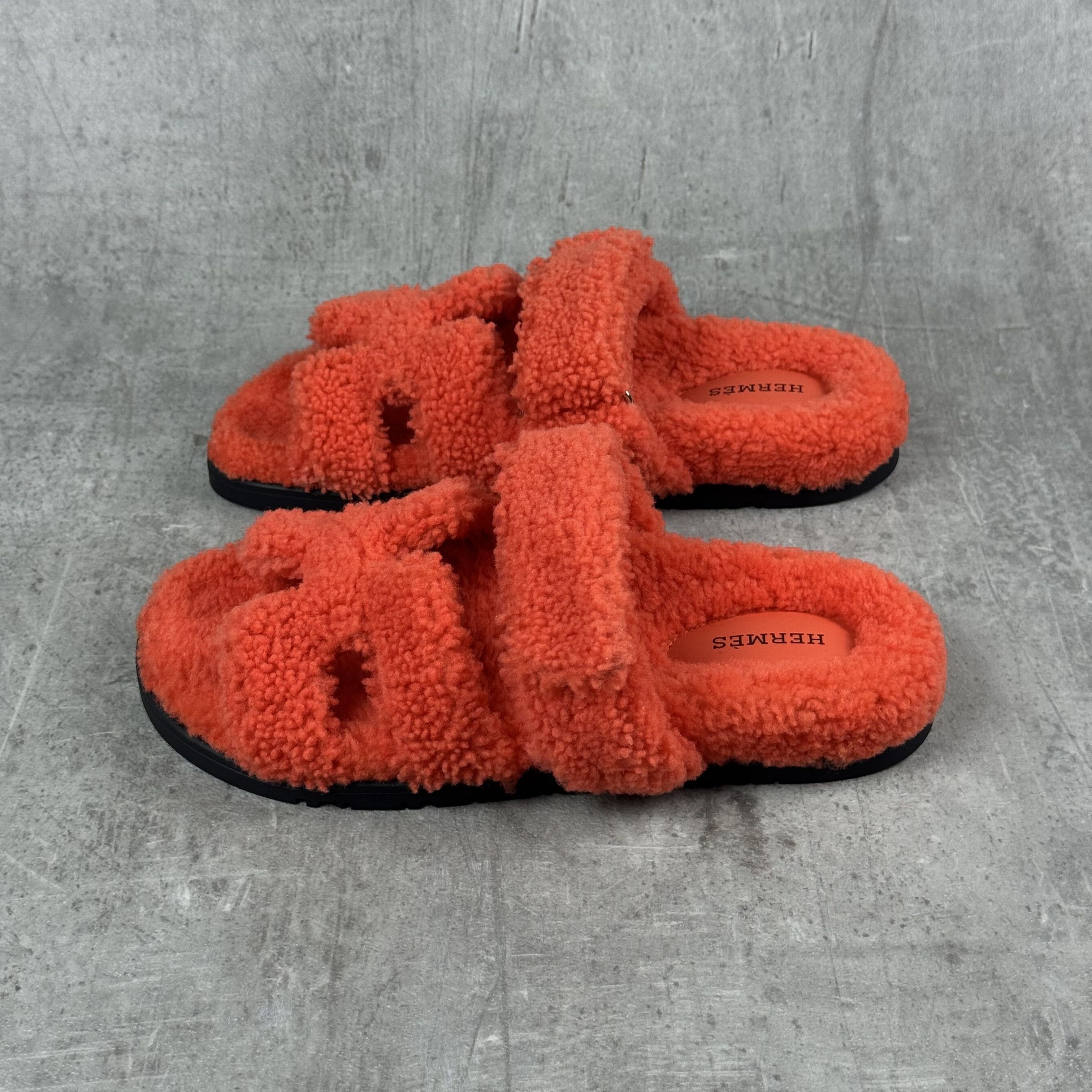 Hermes HERMES Sherling Chypre Sandals in Orange Size US 7 / IT 37 - 7 Thumbnail