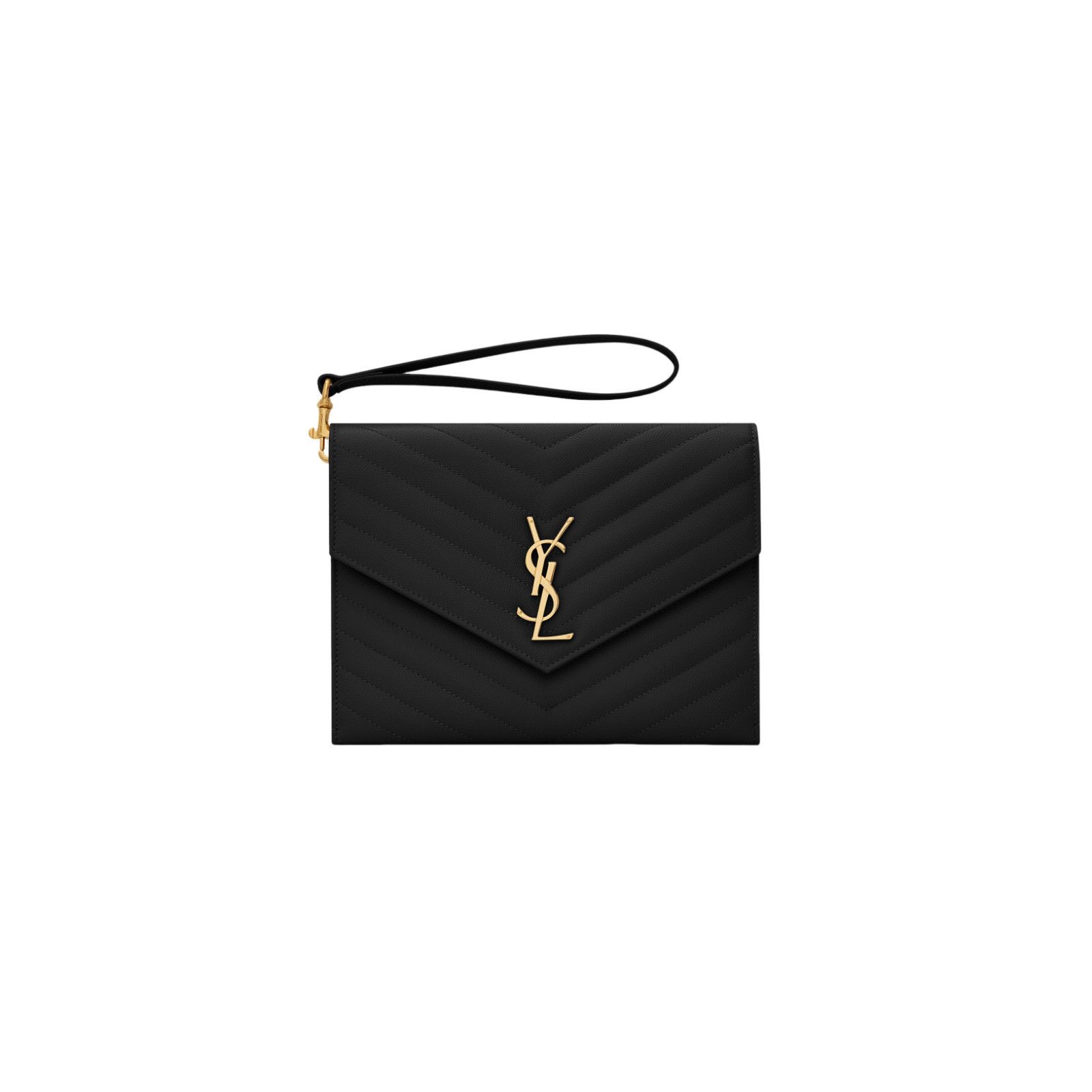 SAINT LAURENT Cassandre Matelasse $800 Black Leather Flap Po
