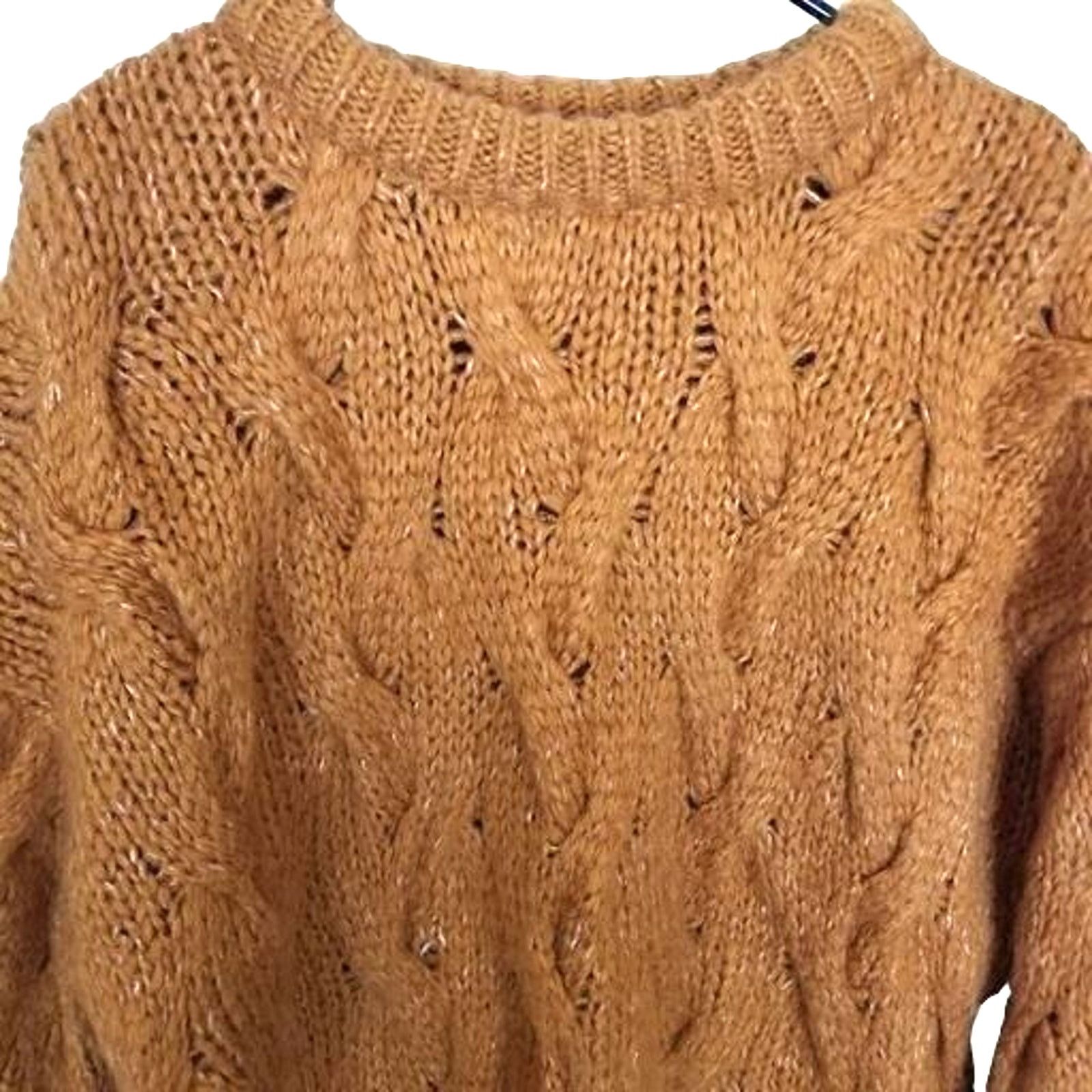 Zara ZARA Womens Cable Knit Wool Mohair Sweater Chunky Oversized Size S / US 4 / IT 40 - 2 Thumbnail