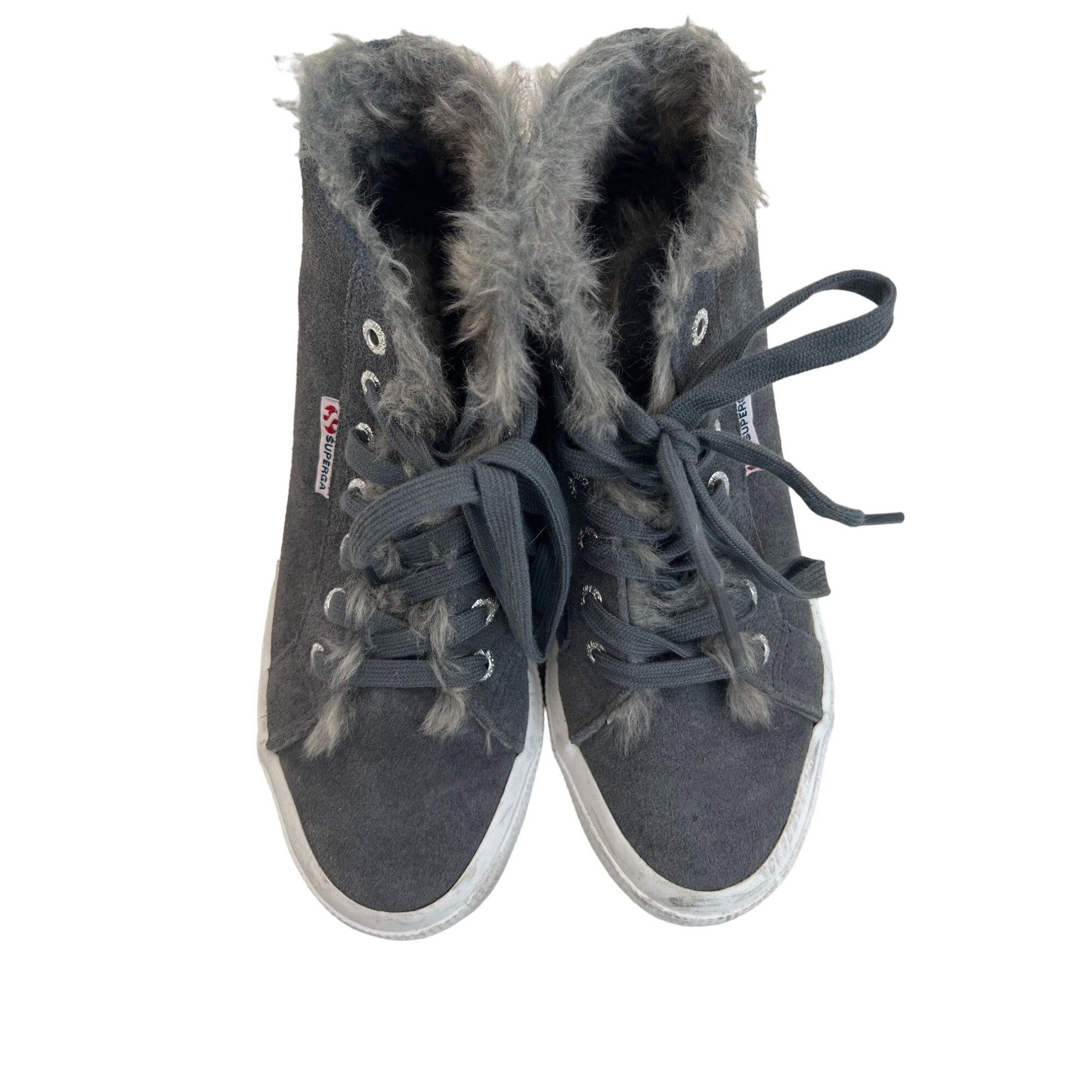 Superga Superga Grey Shearling Lined High Top Sneakers Size US 7.5 / IT 37.5 - 5 Thumbnail